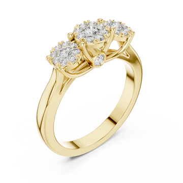 Gold Dewdrop Graceful Triple Floral Ensemble Ring Right View