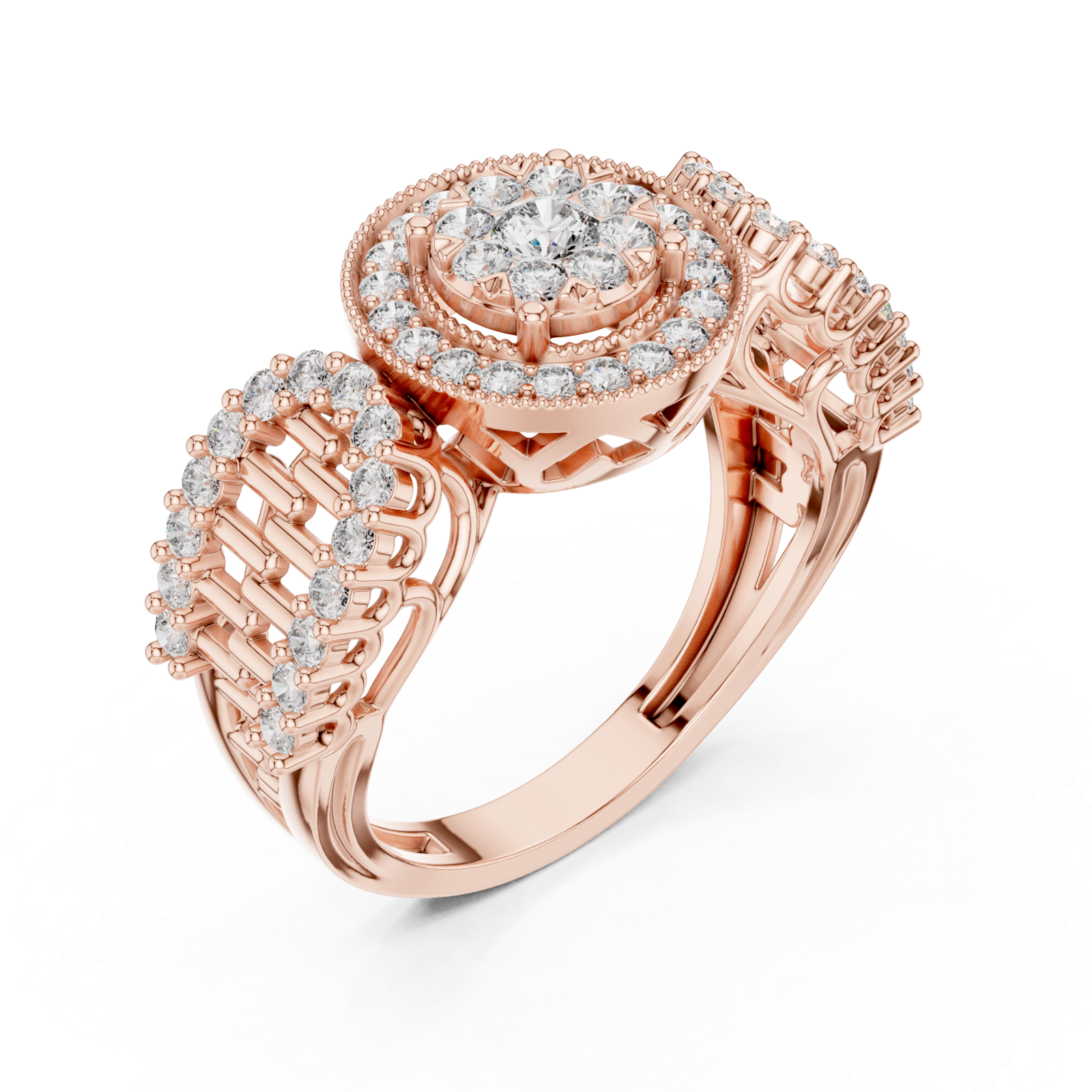  Rose Gold Twilight Halo Mirage Crown Statement Ring Right View