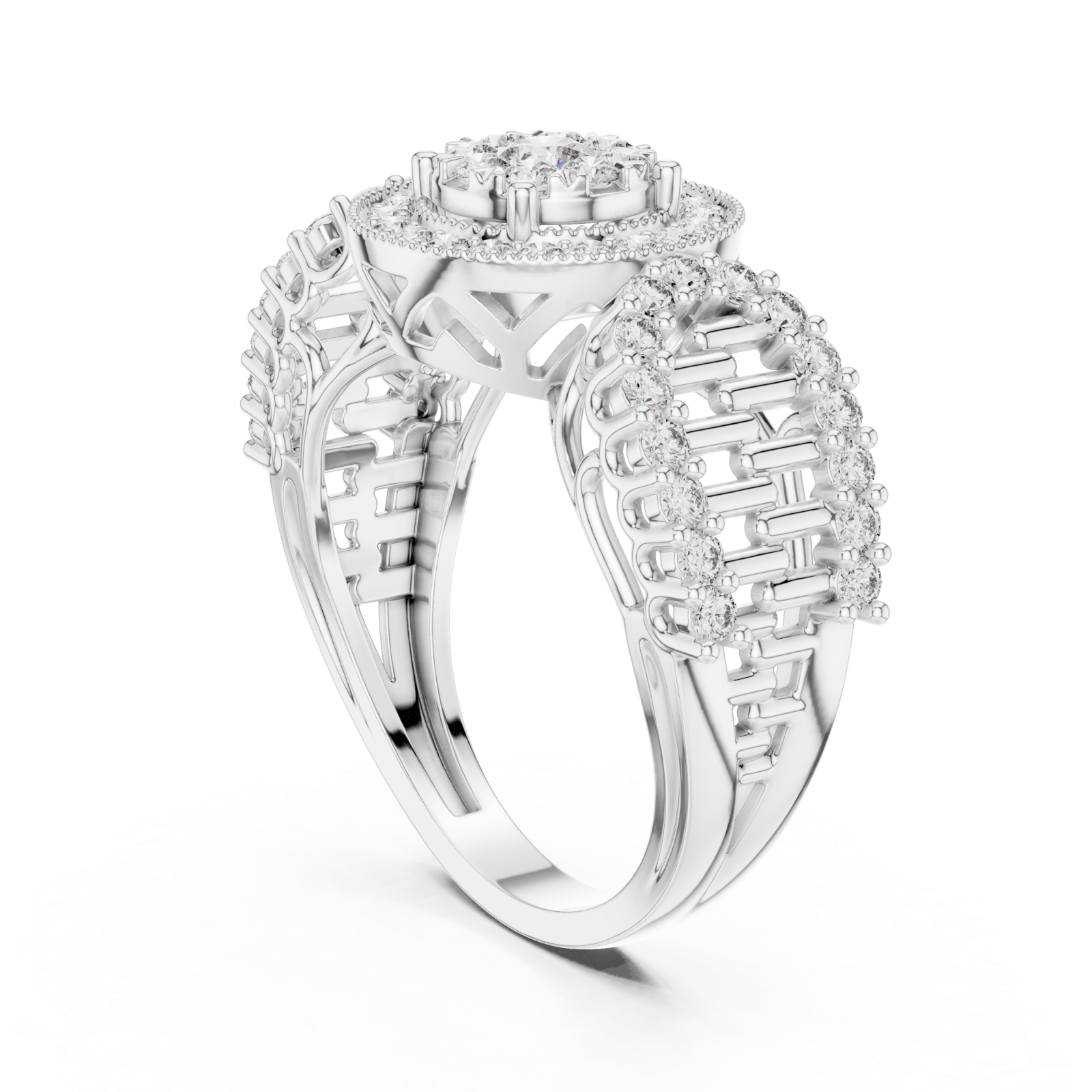  White Gold Twilight Halo Mirage Crown Statement Ring Left View