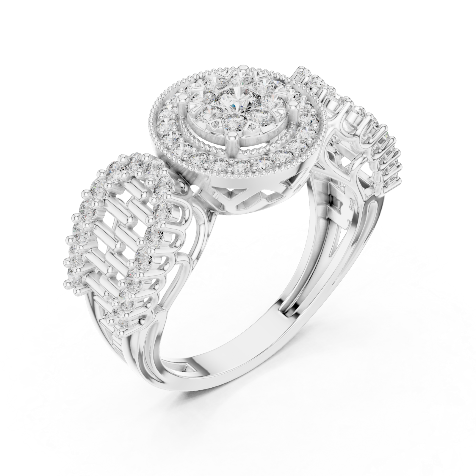  White Gold Twilight Halo Mirage Crown Statement Ring Right View