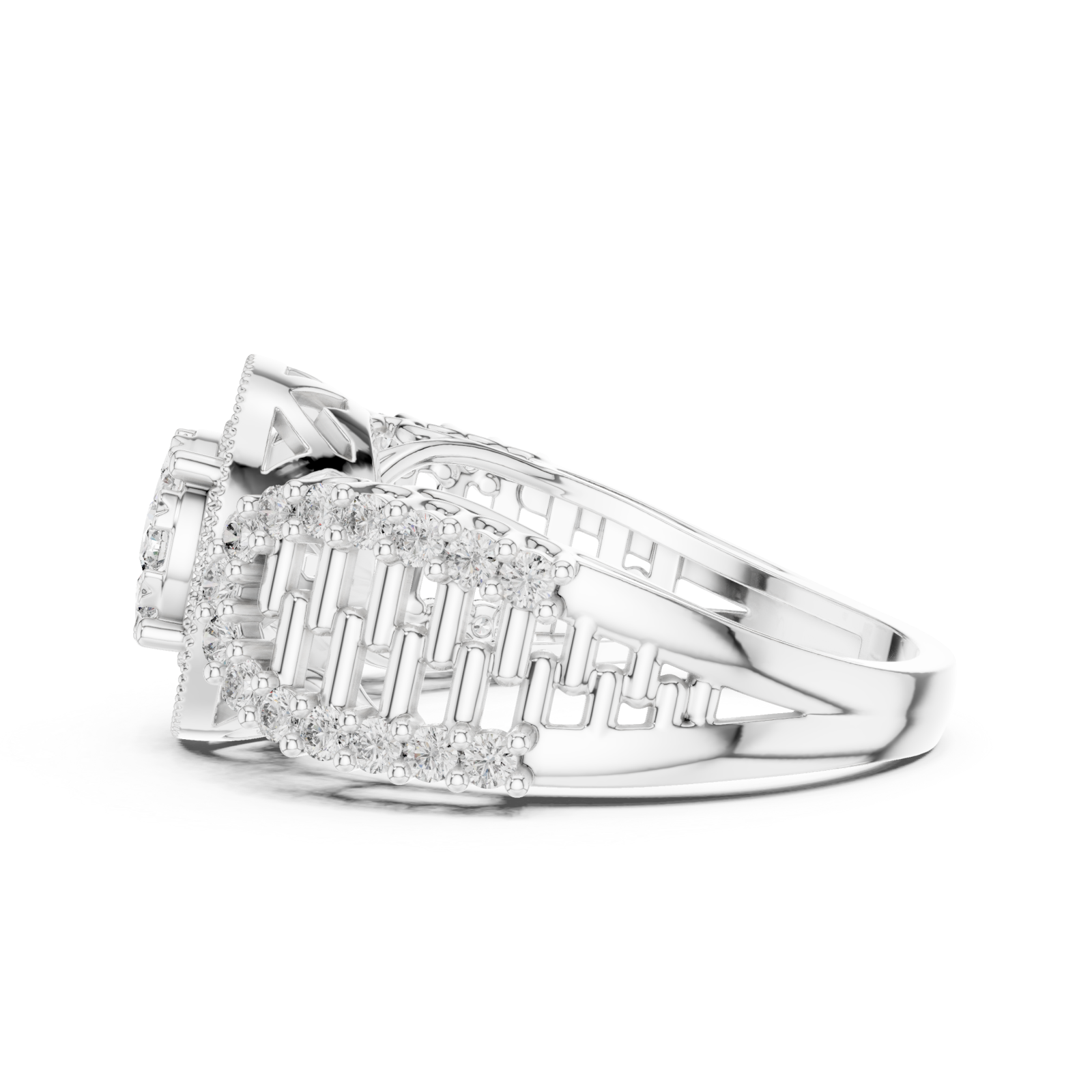  White Gold Twilight Halo Mirage Crown Statement Ring Side View