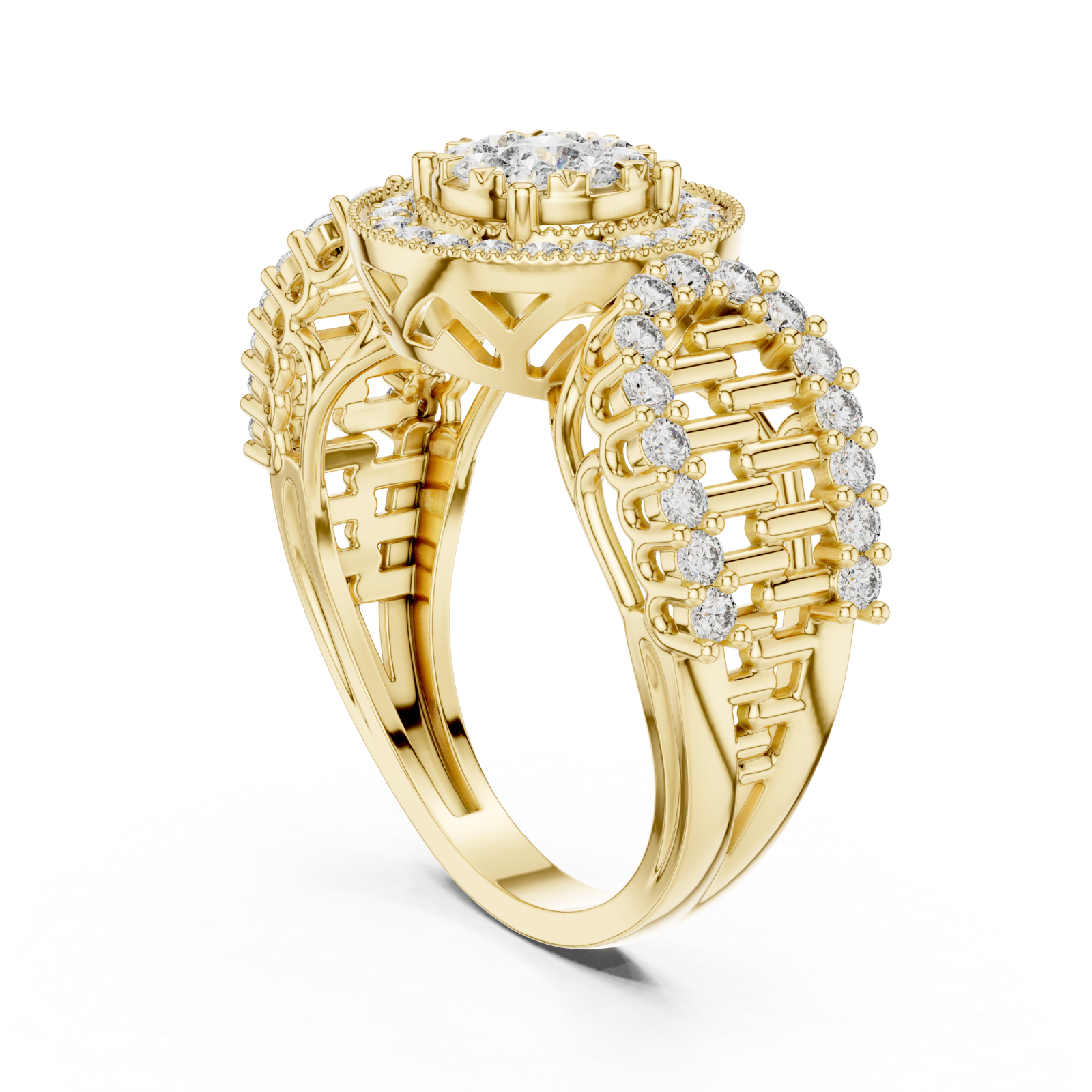  Gold Twilight Halo Mirage Crown Statement Ring Left View