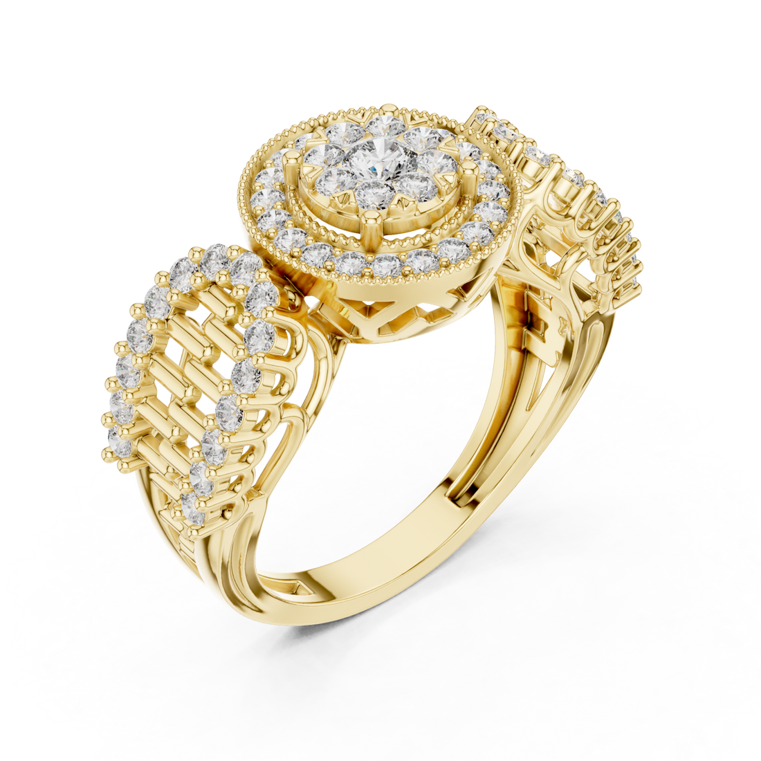 Gold Twilight Halo Mirage Crown Statement Ring Right View