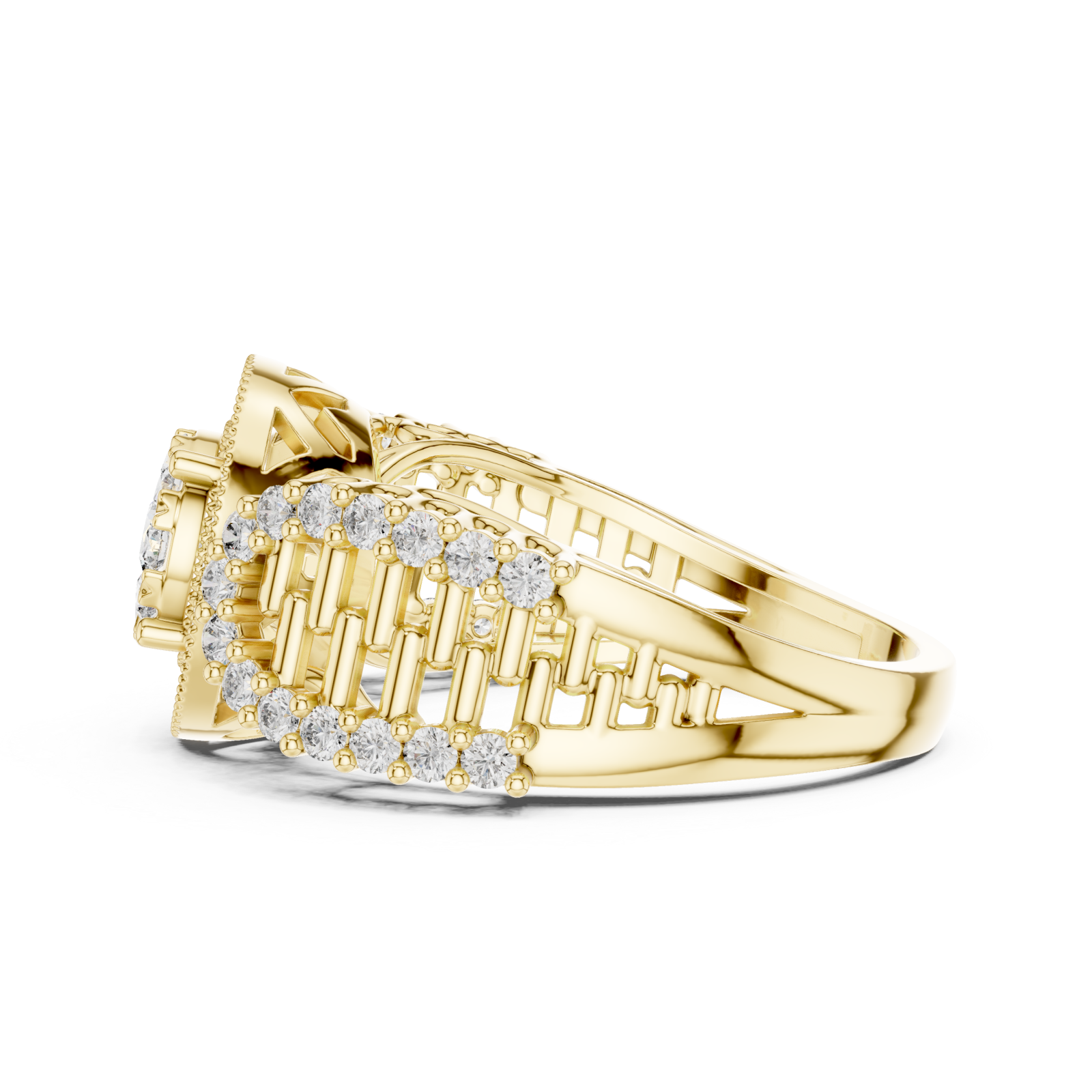  Gold Twilight Halo Mirage Crown Statement Ring Side View