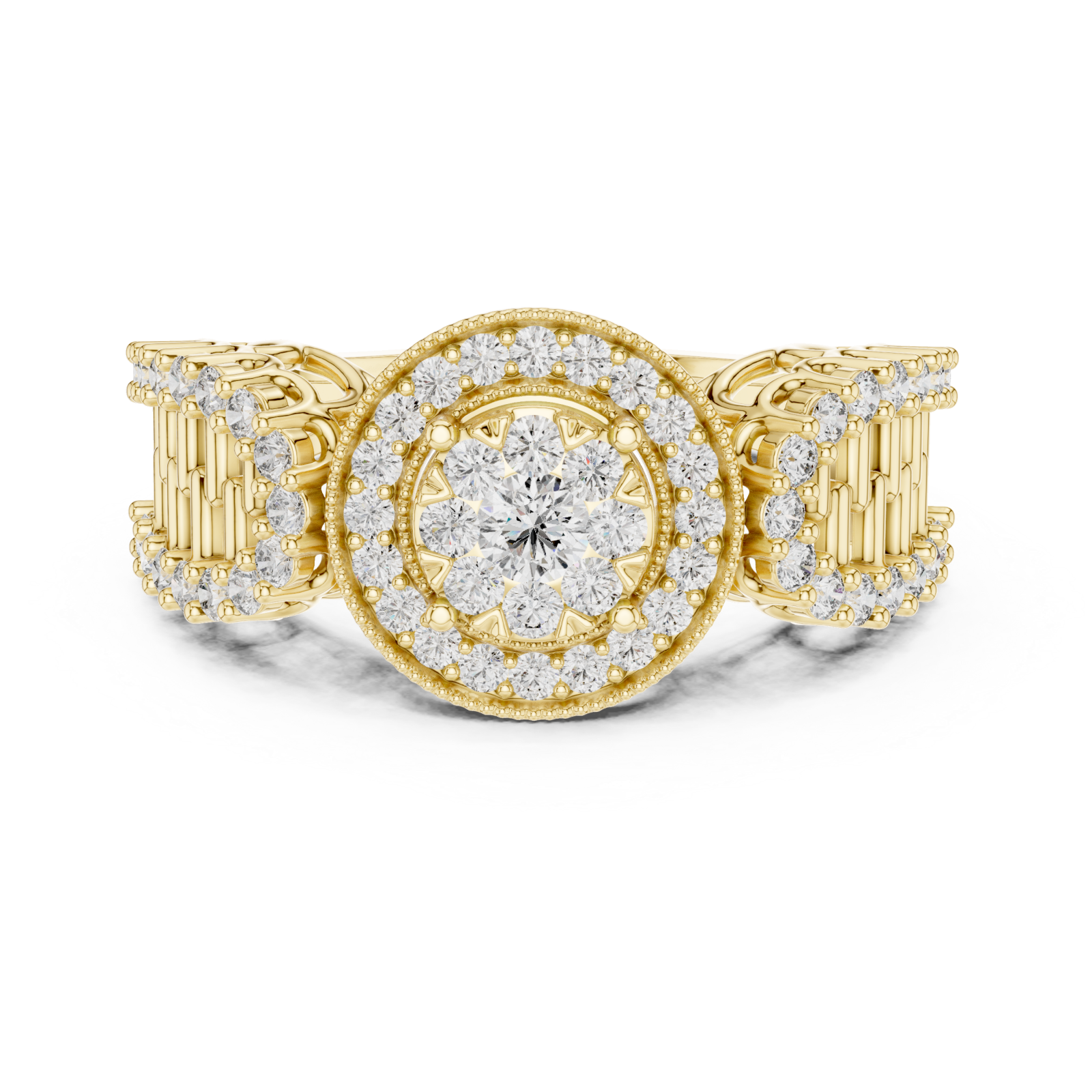  Gold Twilight Halo Mirage Crown Statement Ring Front View