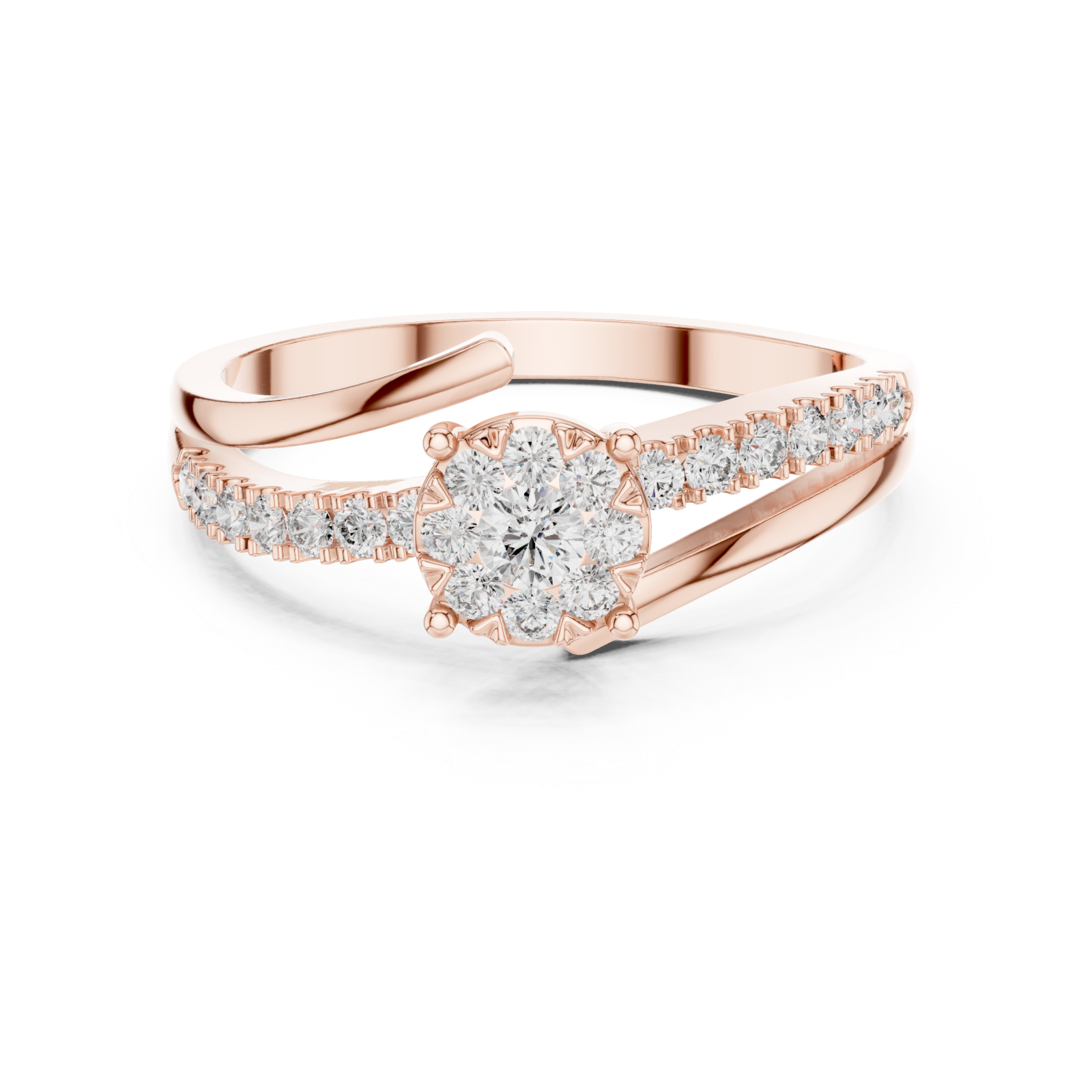  Rose Gold Celestial Garden Florale Ring Front View