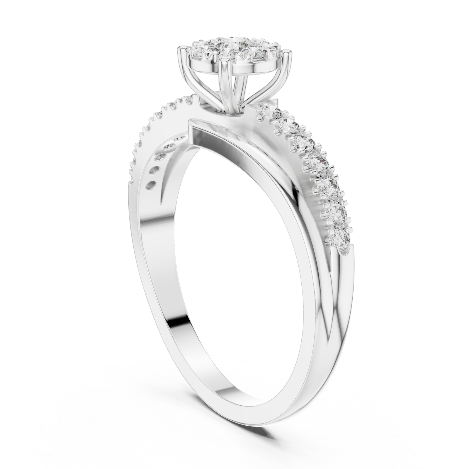  White Gold Celestial Garden Florale Ring Left View