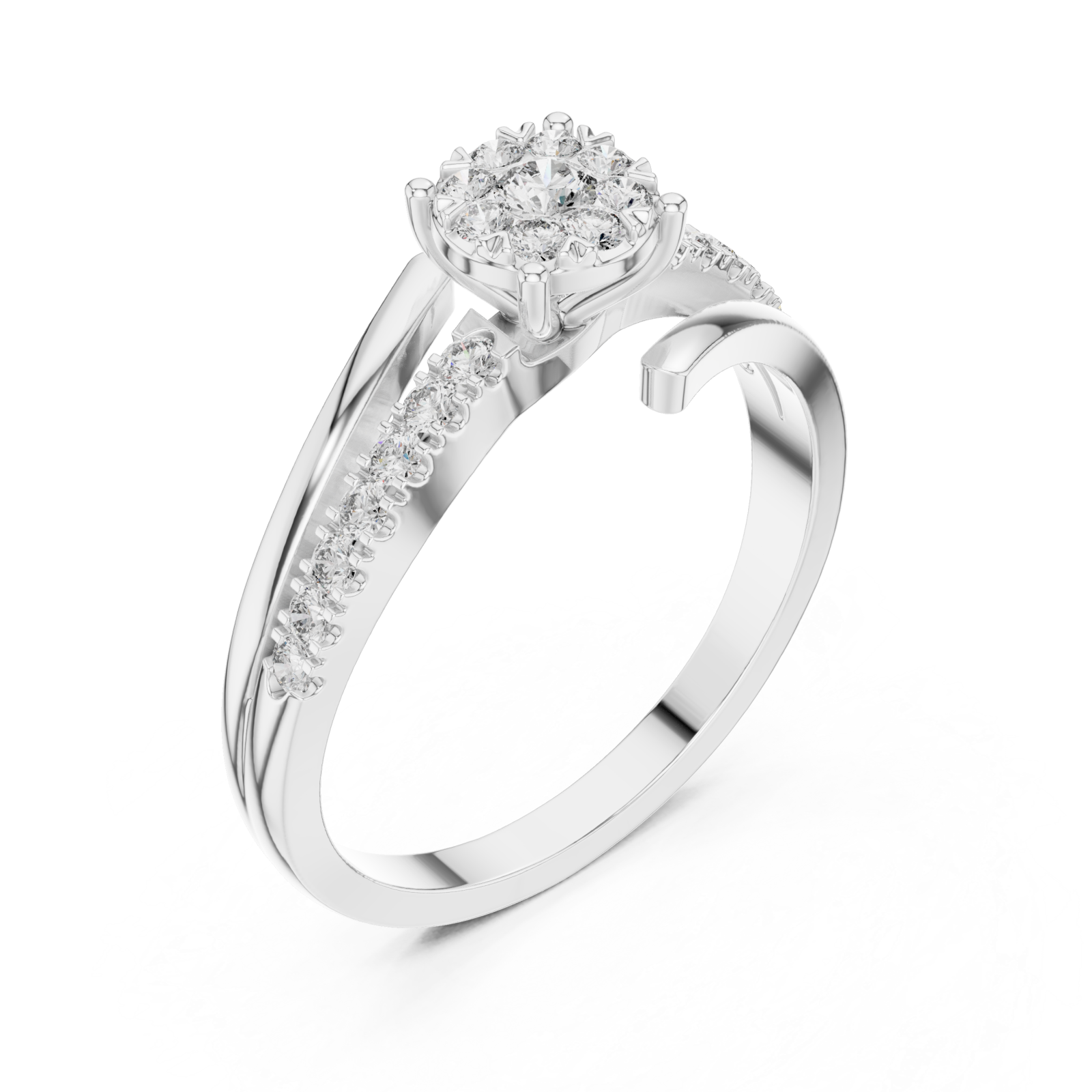  White Gold Celestial Garden Florale Ring Right View