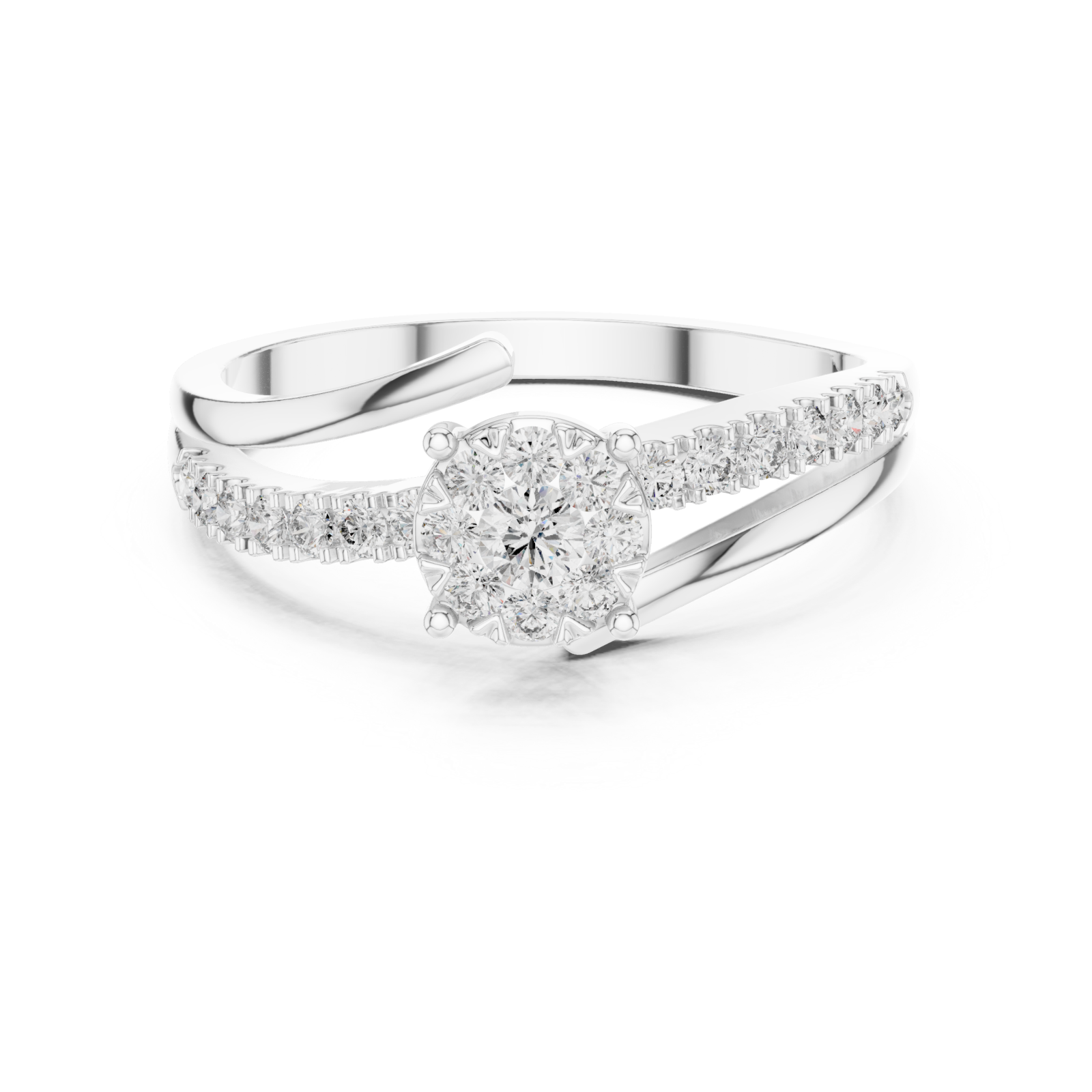  White Gold Celestial Garden Florale Ring Front View