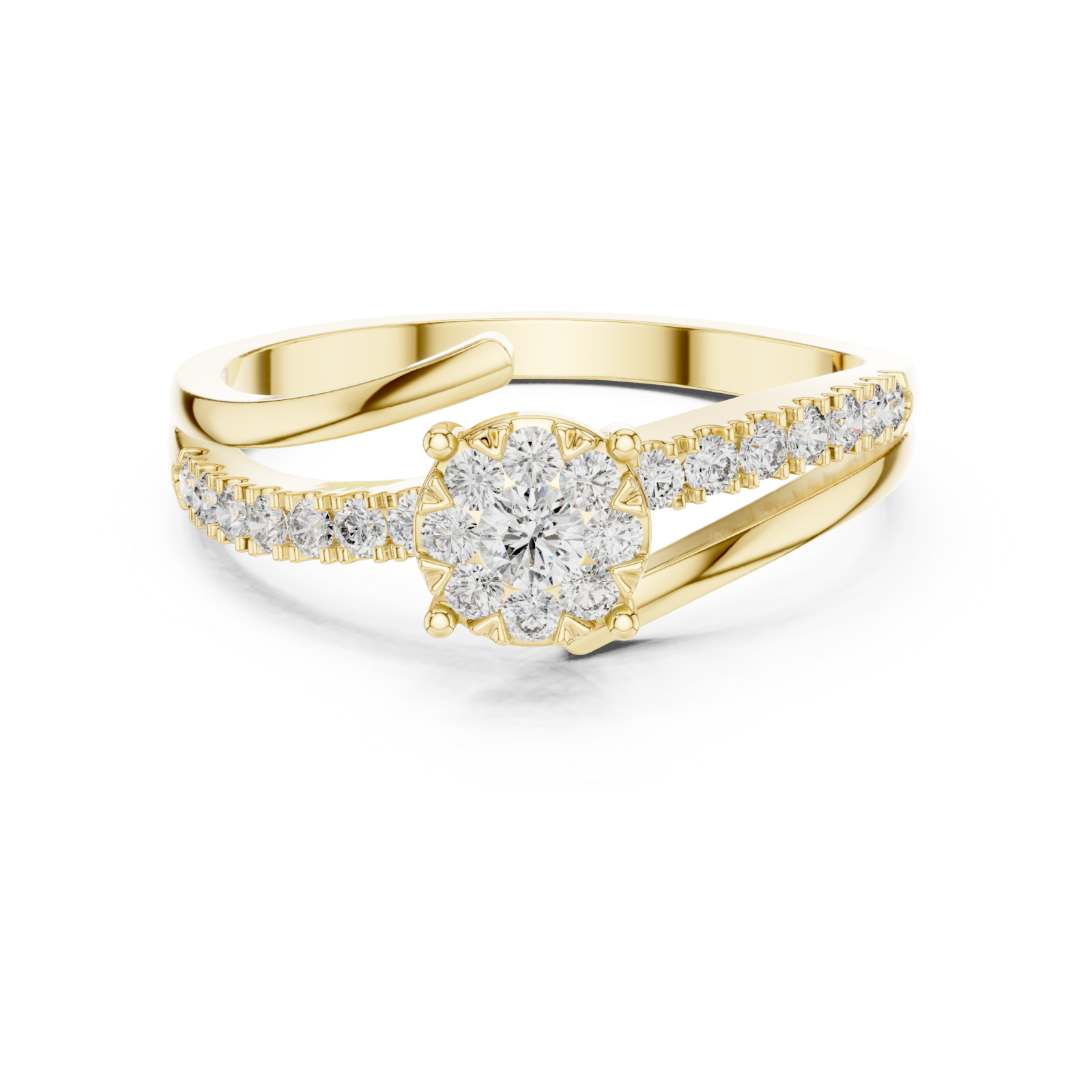  Gold Celestial Garden Florale Ring Front View