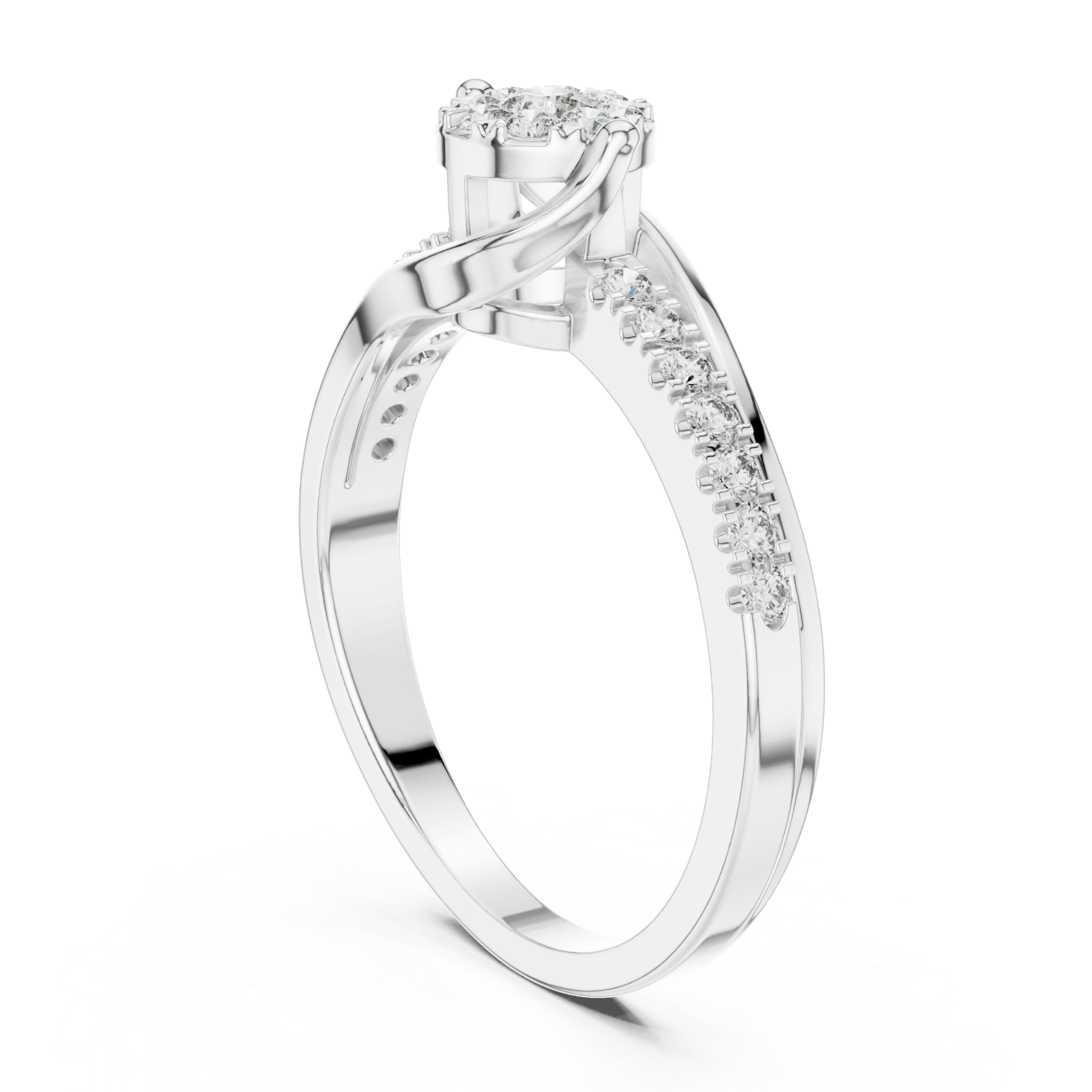  White Gold Celestial Bloom Grace Signature Band Left View
