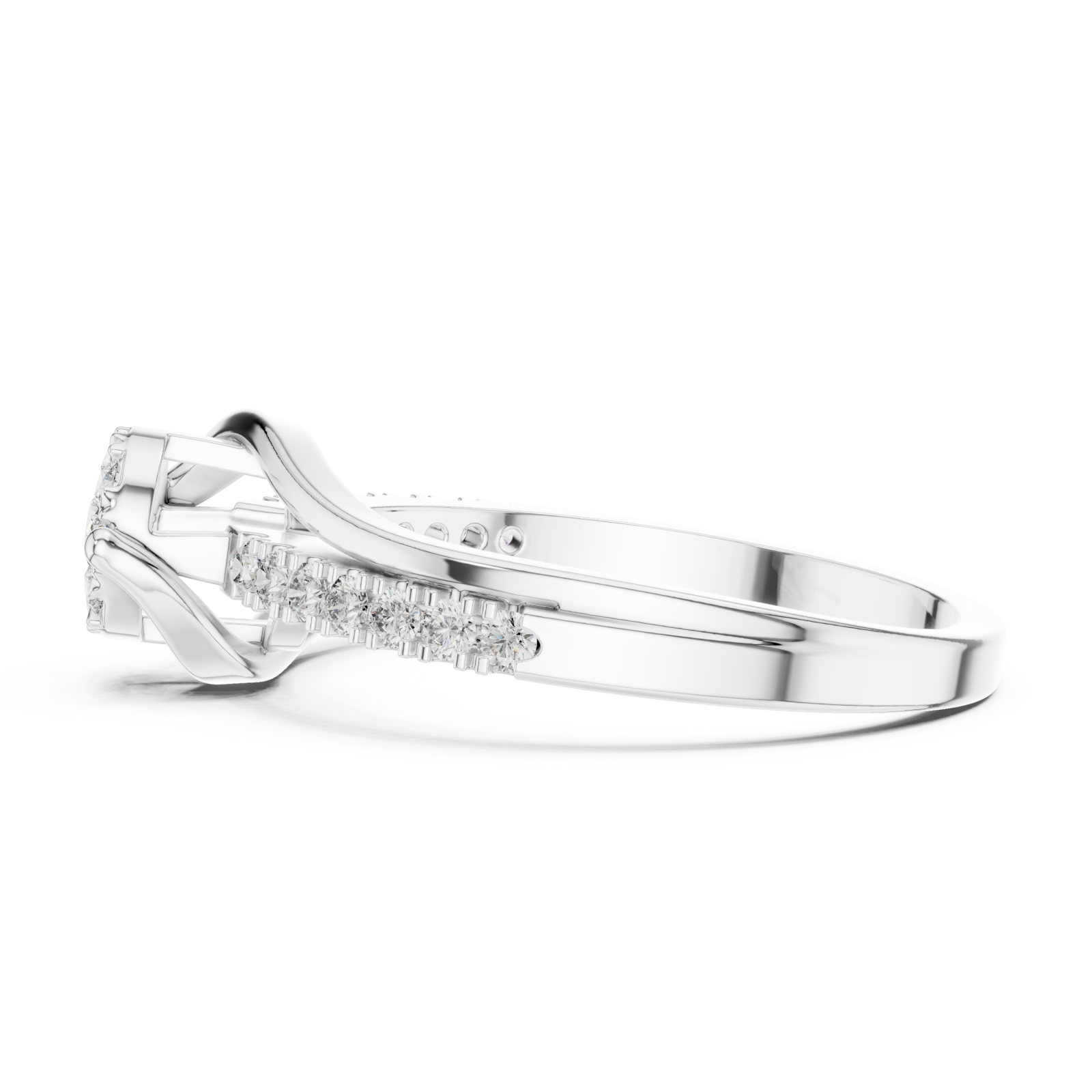  White Gold Celestial Bloom Grace Signature Band Side View