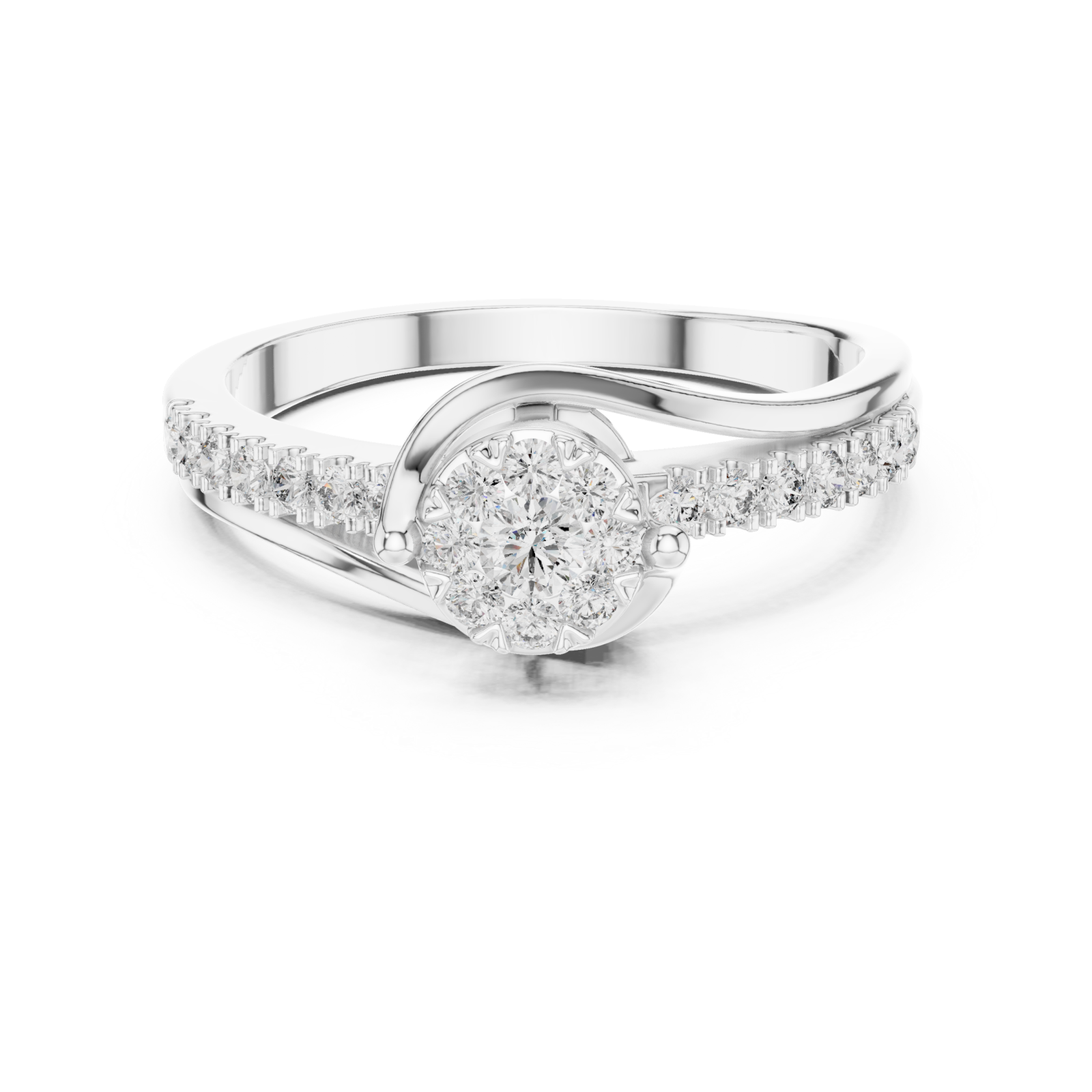  White Gold Celestial Bloom Grace Signature Band Front View