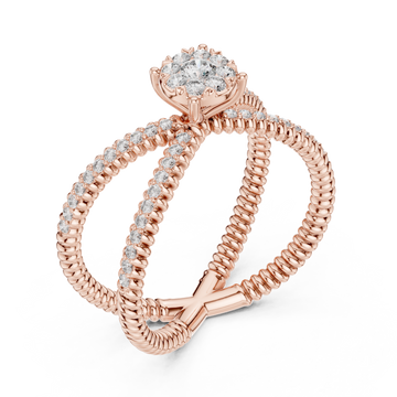  Rose Gold Radiant Crossing Spiral Aura Ring Right View