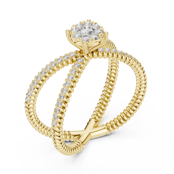 Gold Radiant Crossing Spiral Aura Ring Right View