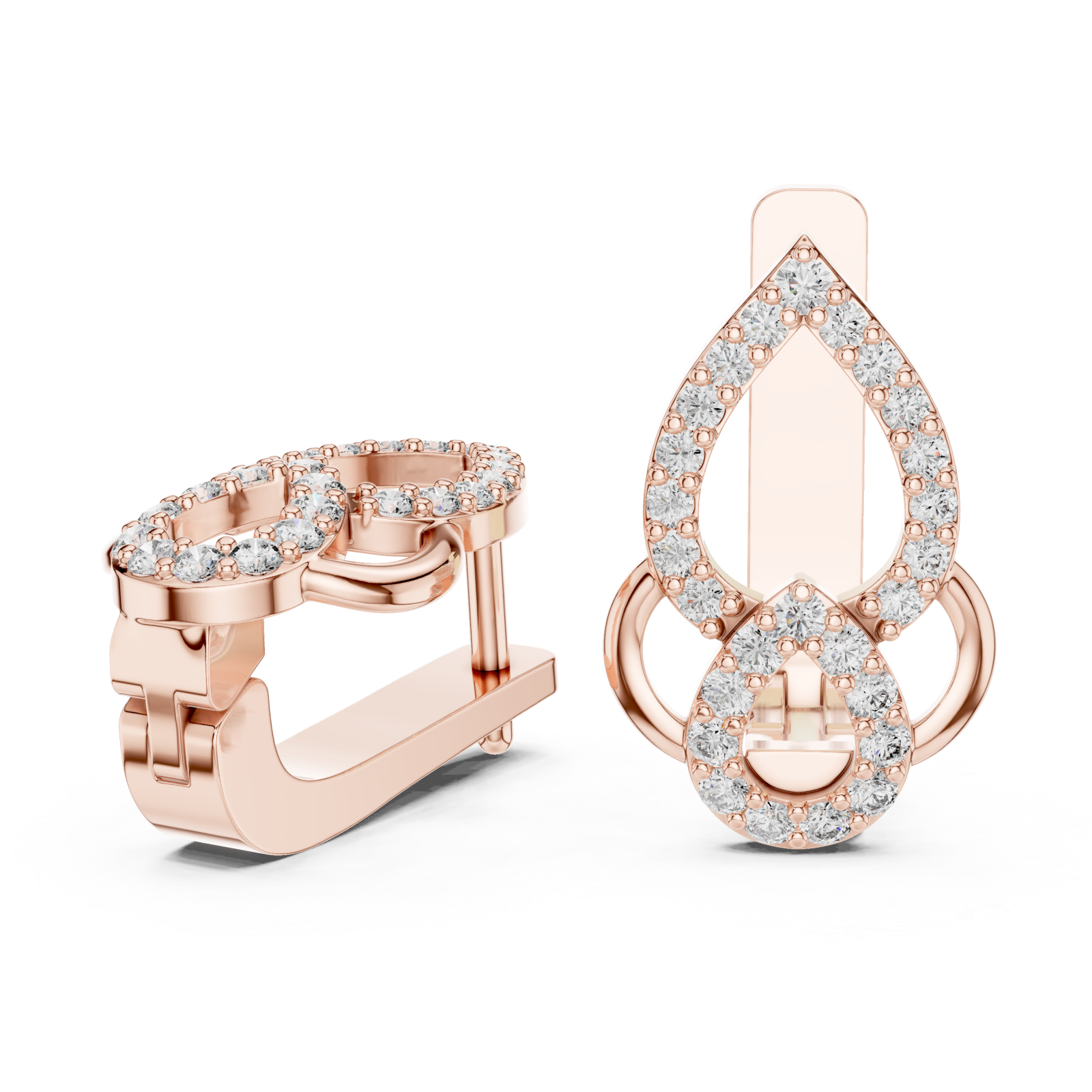  Rose Gold Twilight Cascade Elegant Earrings Left View