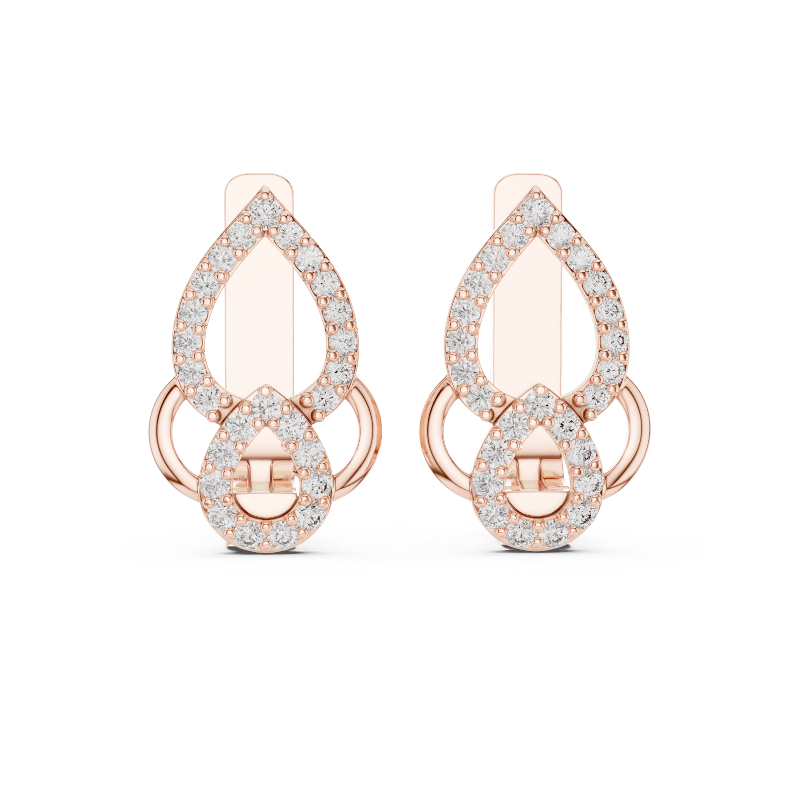  Rose Gold Twilight Cascade Elegant Earrings Front View
