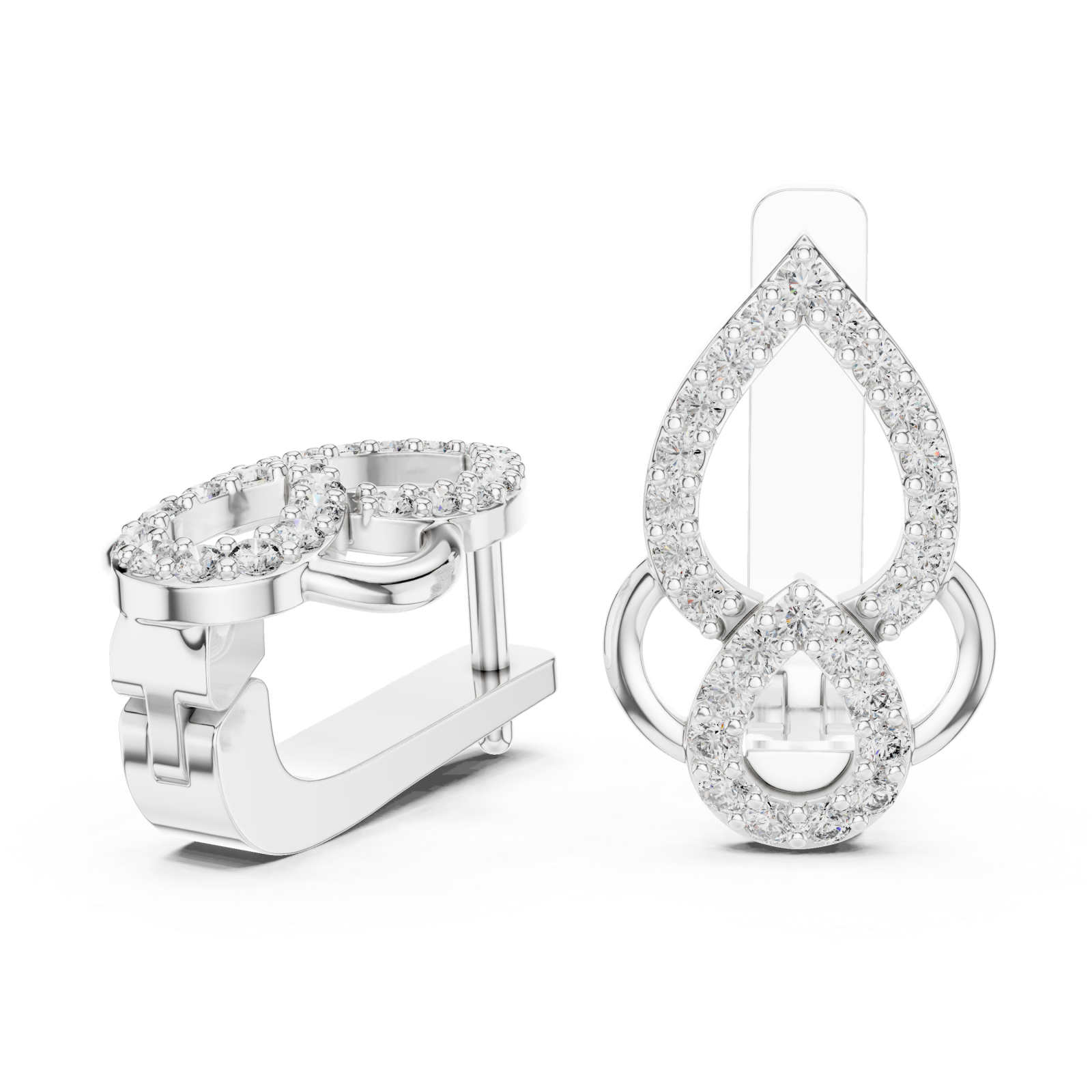  White Gold Twilight Cascade Elegant Earrings Left View