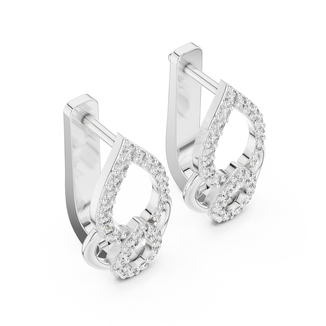  White Gold Twilight Cascade Elegant Earrings Right View