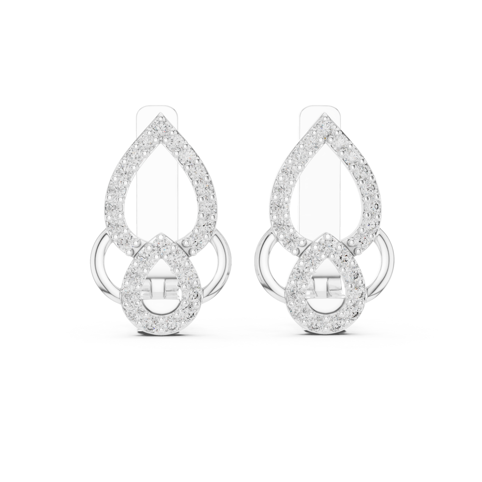  White Gold Twilight Cascade Elegant Earrings Front View
