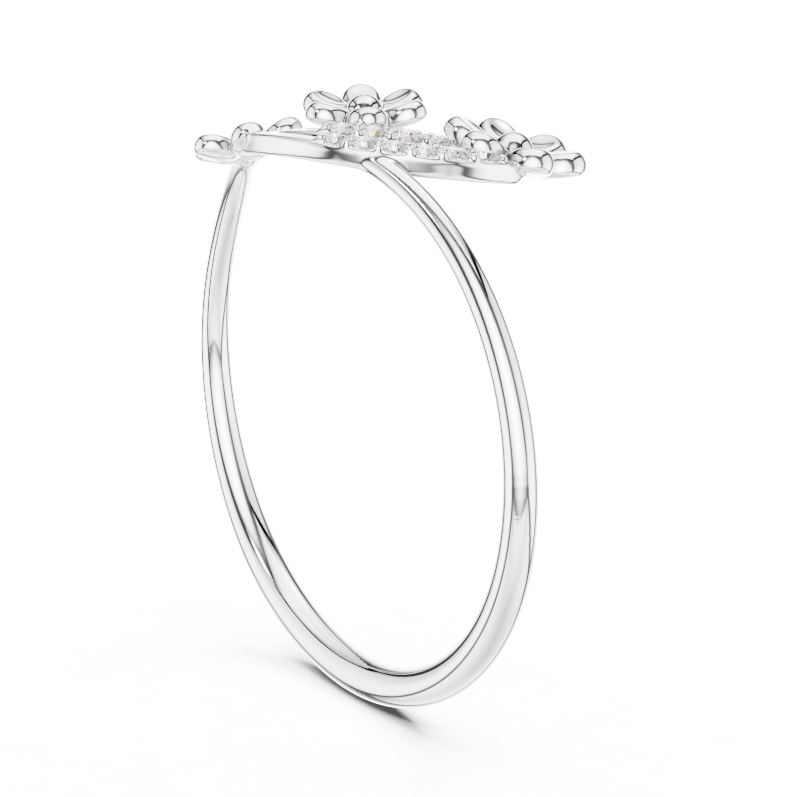  White Gold Spring Meadow Glory Statement Band Left View