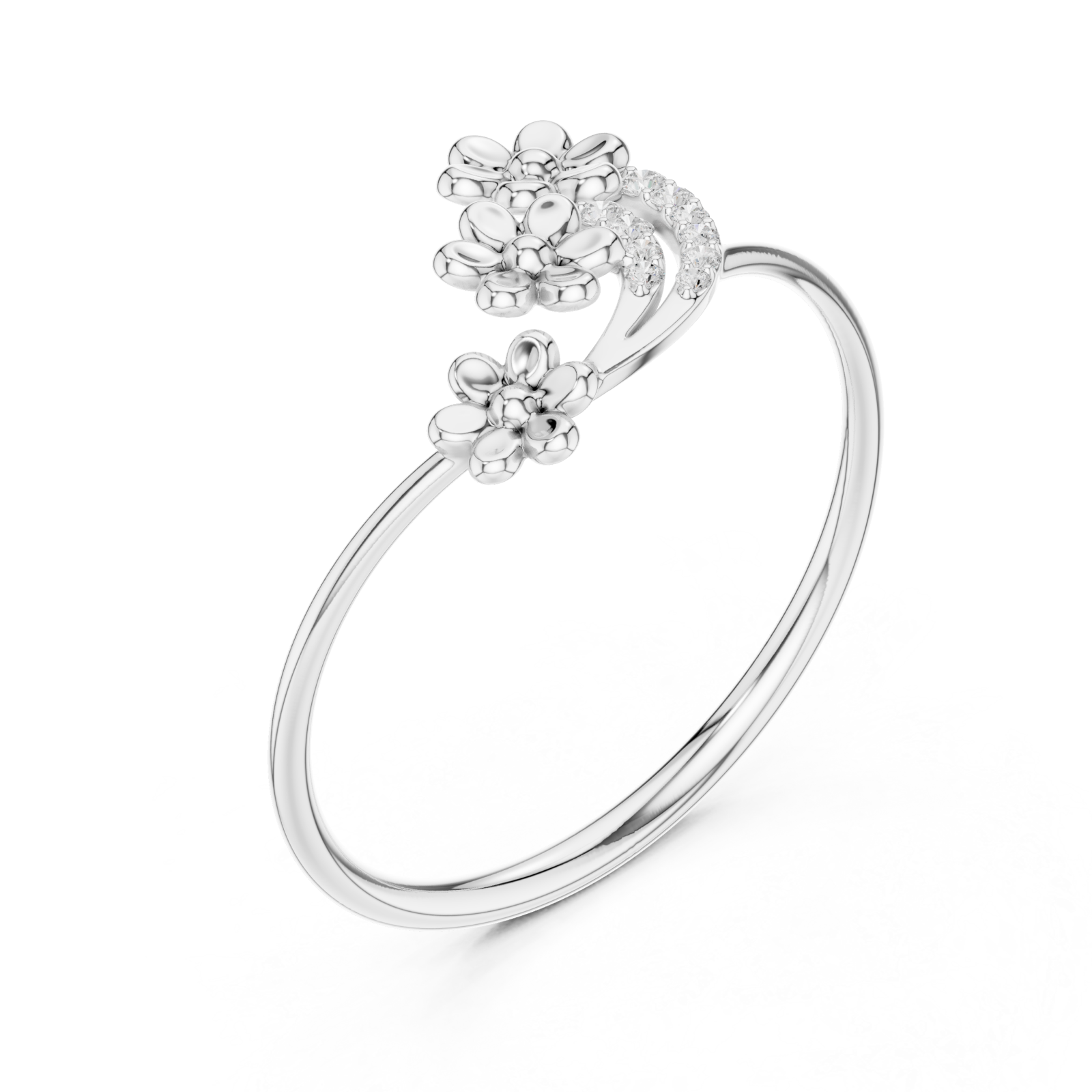  White Gold Spring Meadow Glory Statement Band Right View