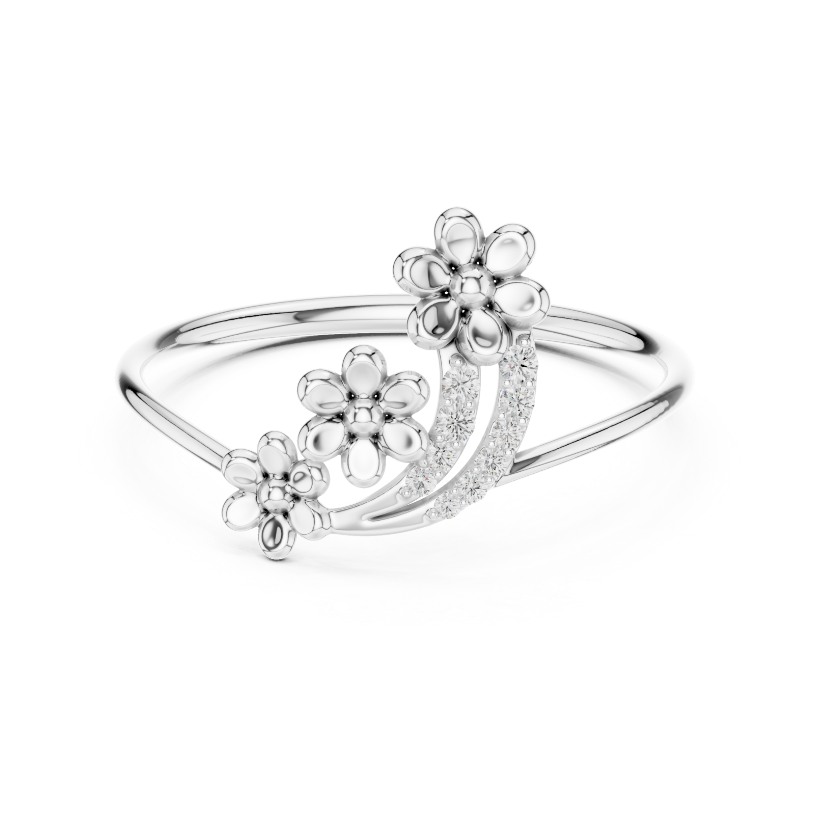  White Gold Spring Meadow Glory Statement Band Front View