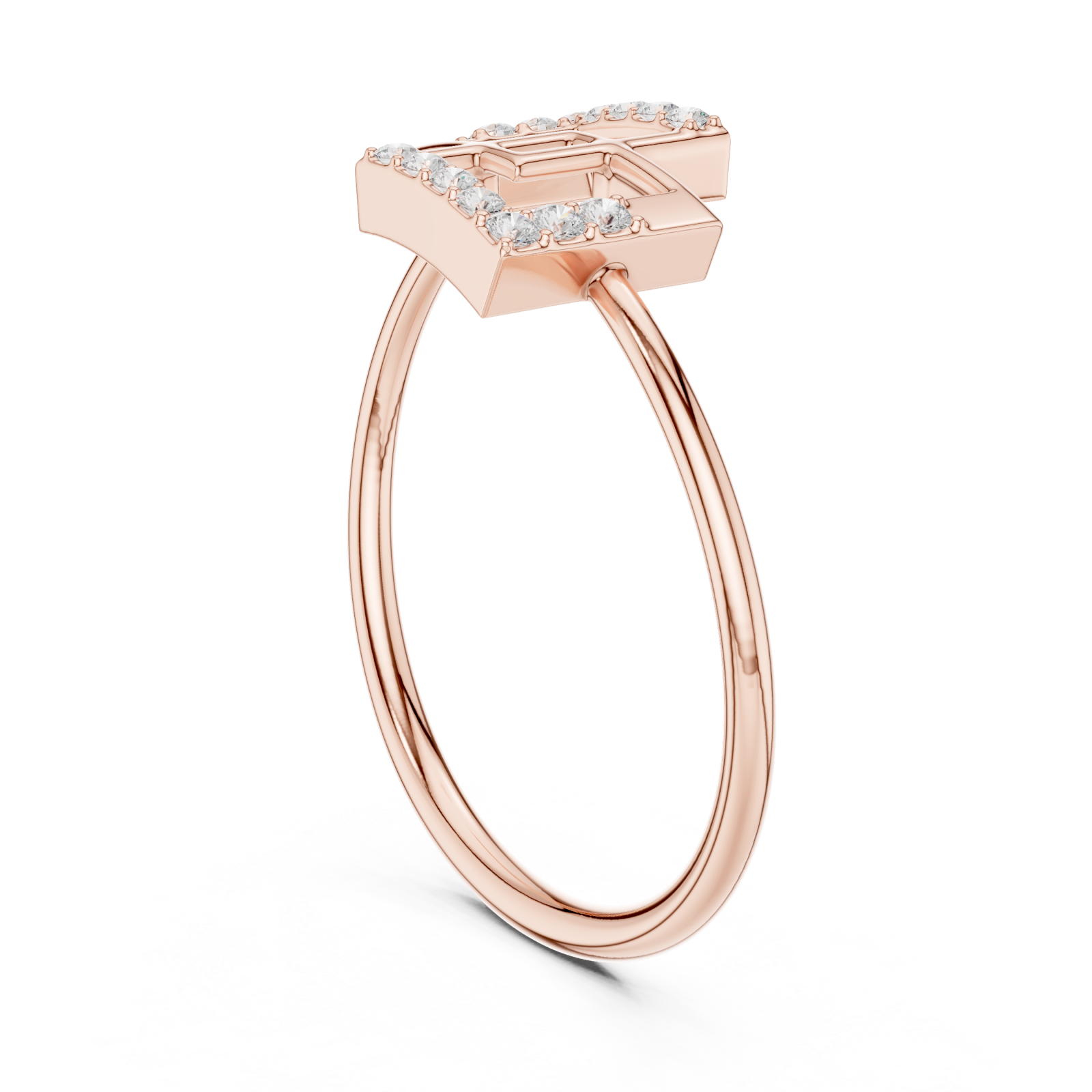  Rose Gold Geometric Grace Statement Ring Left View