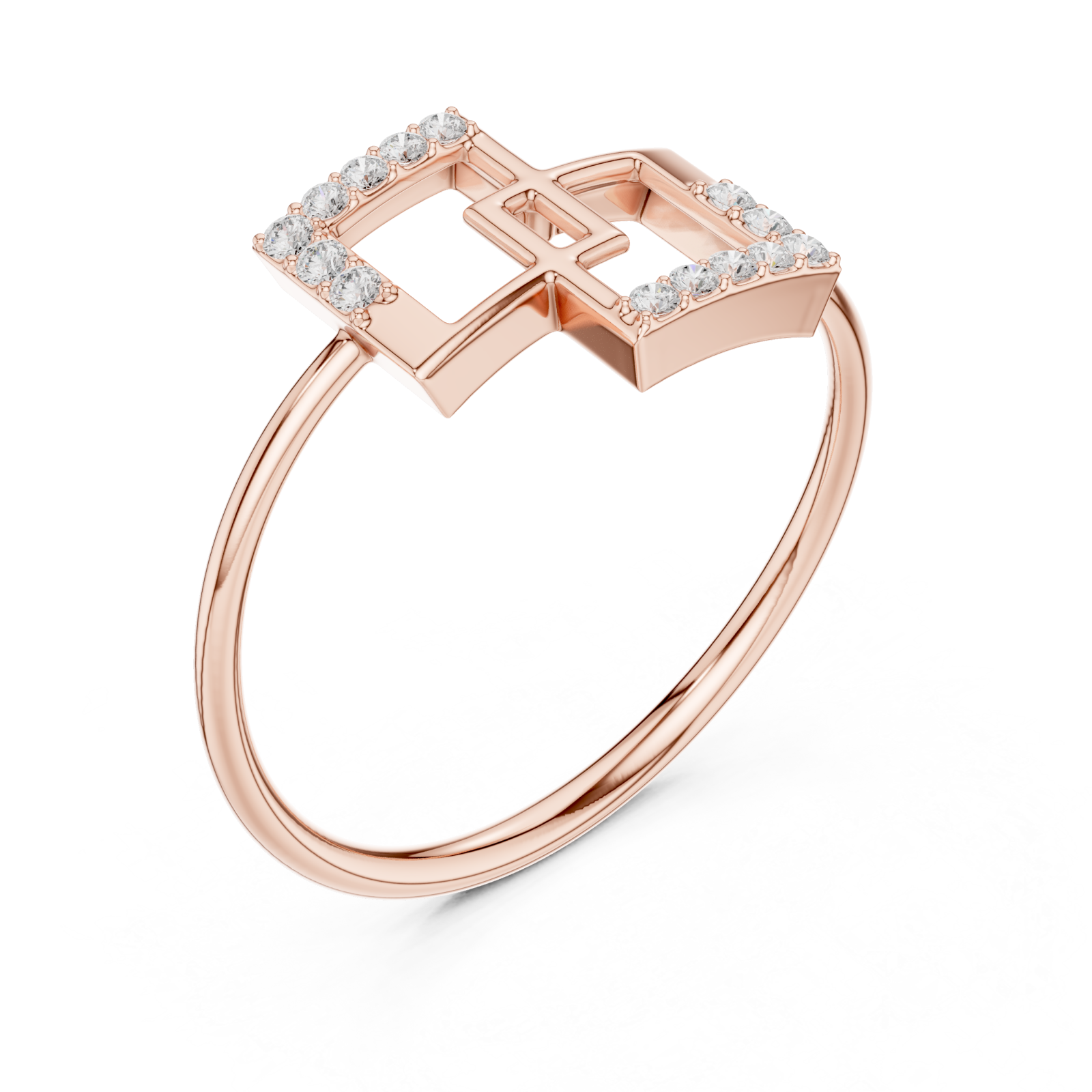  Rose Gold Geometric Grace Statement Ring Right View