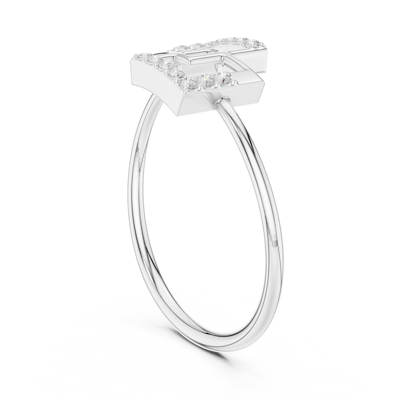  White Gold Geometric Grace Statement Ring Left View
