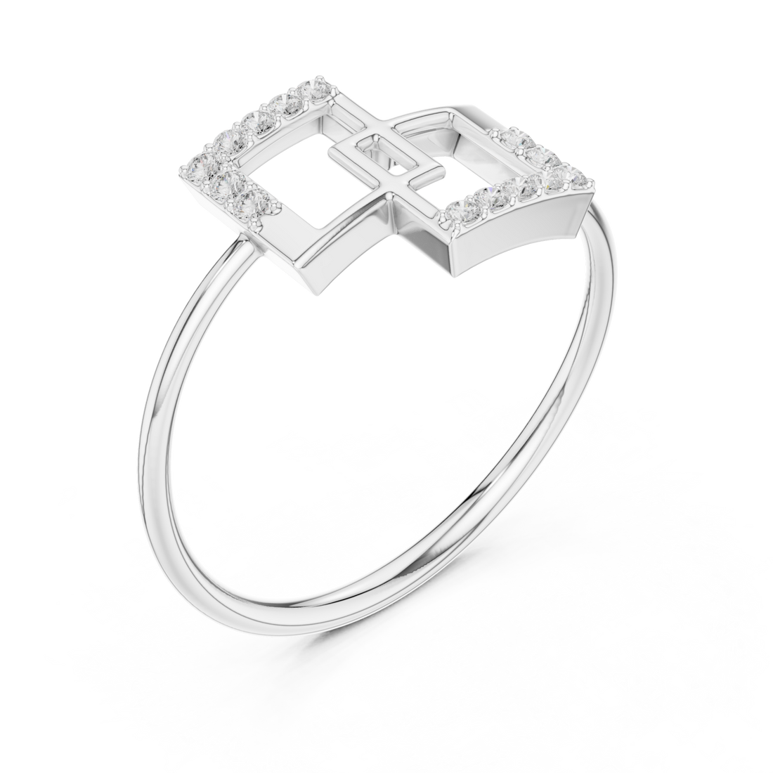  White Gold Geometric Grace Statement Ring Right View