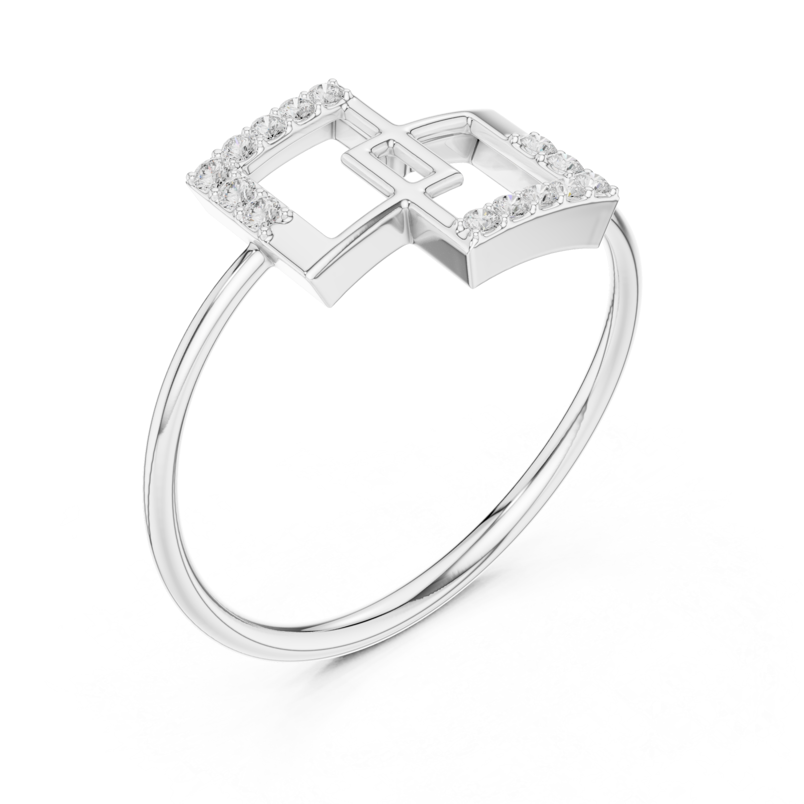  White Gold Geometric Grace Statement Ring Right View