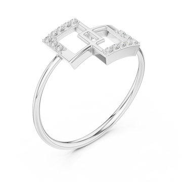  White Gold Geometric Grace Statement Ring Right View