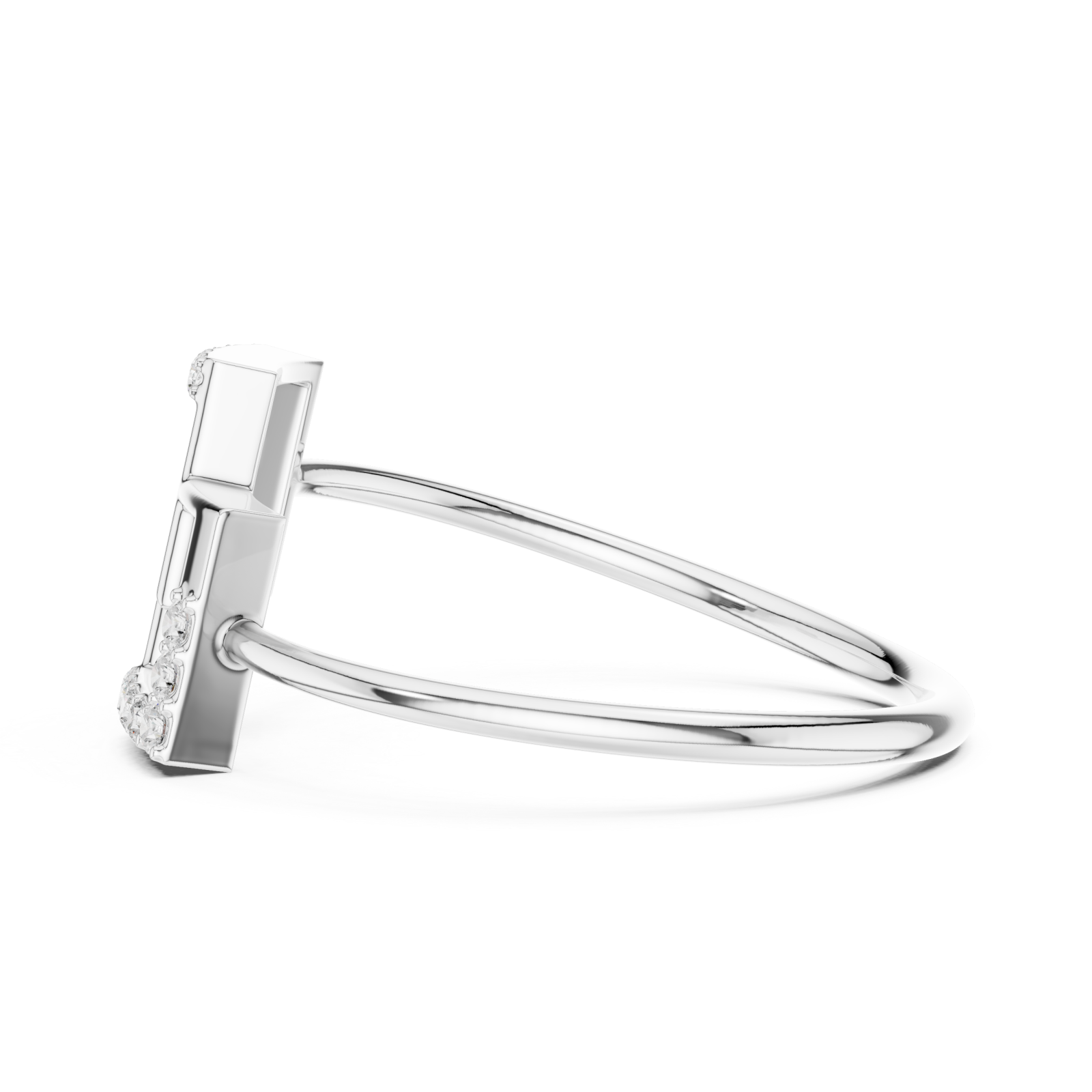  White Gold Geometric Grace Statement Ring Side View