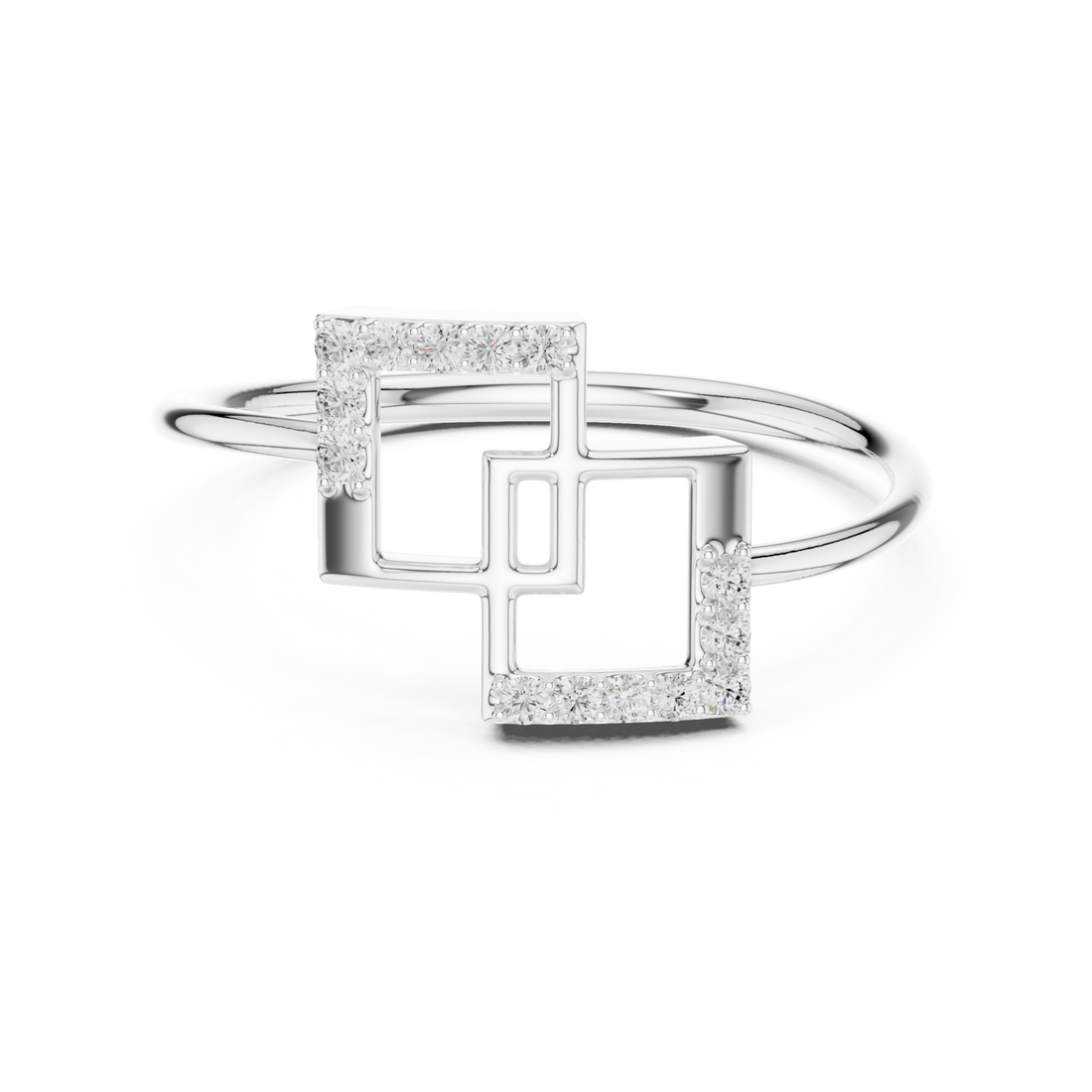  White Gold Geometric Grace Statement Ring Right View
