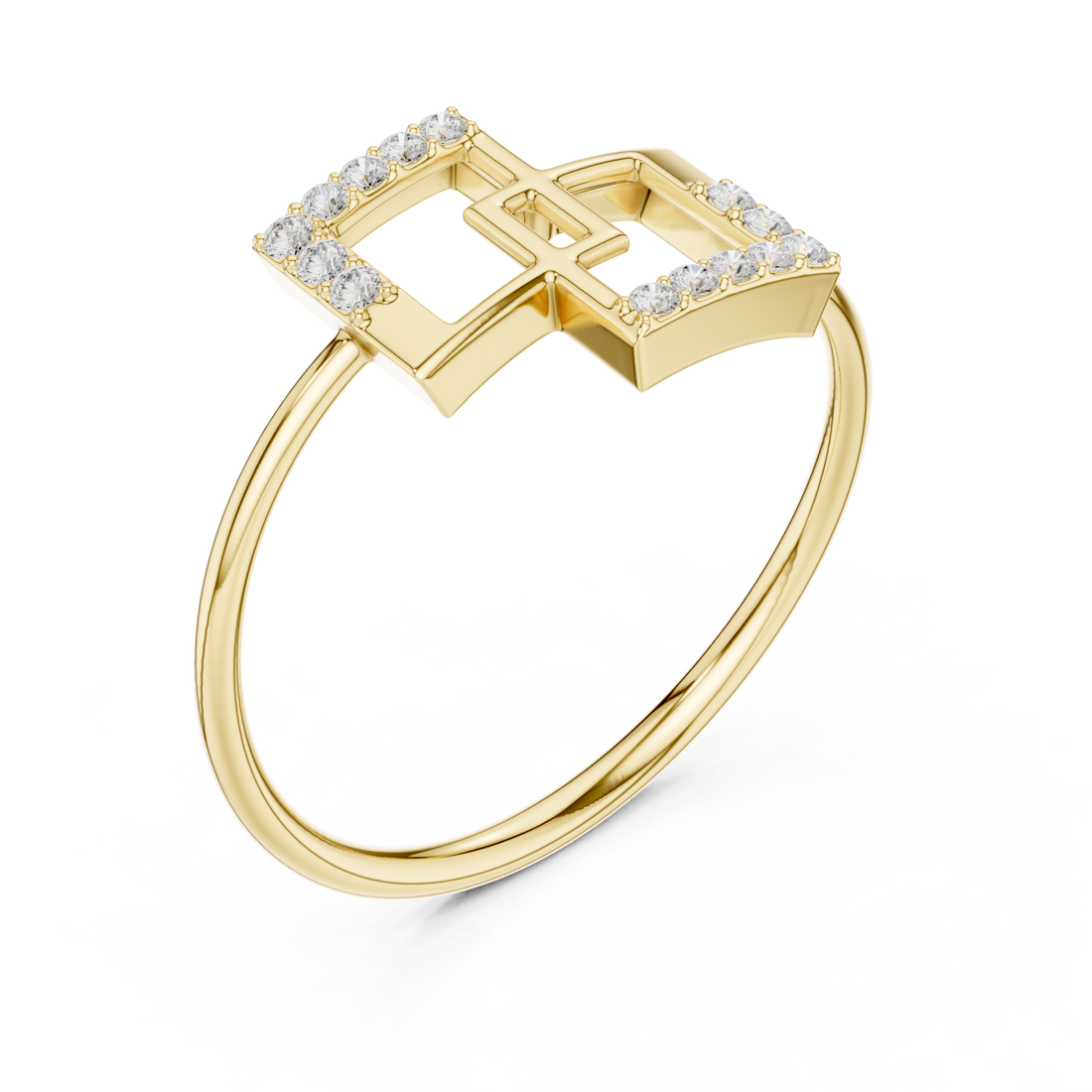 Gold Geometric Grace Statement Ring Right View