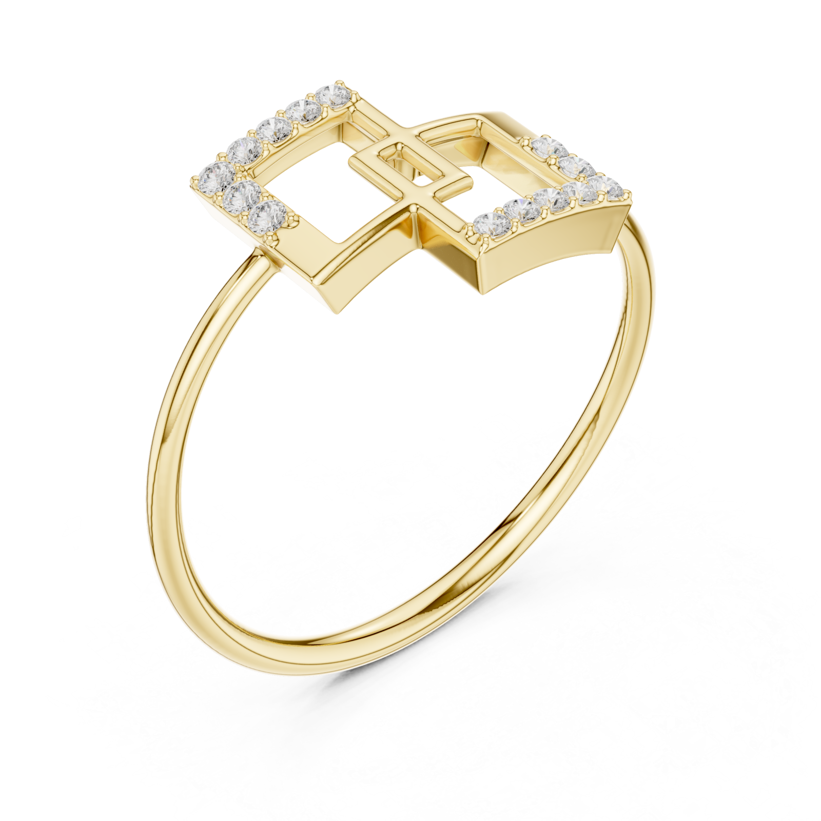 Gold Geometric Grace Statement Ring Right View