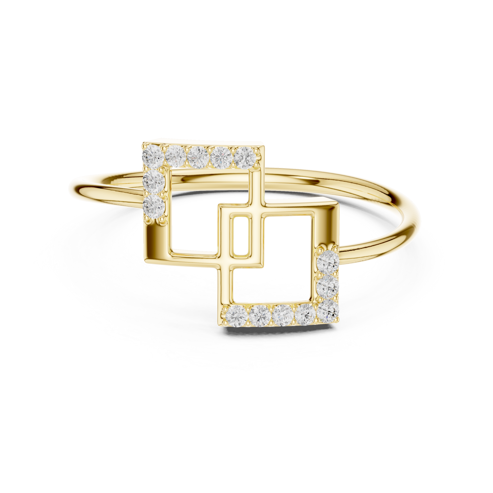  Gold Geometric Grace Statement Ring Front View