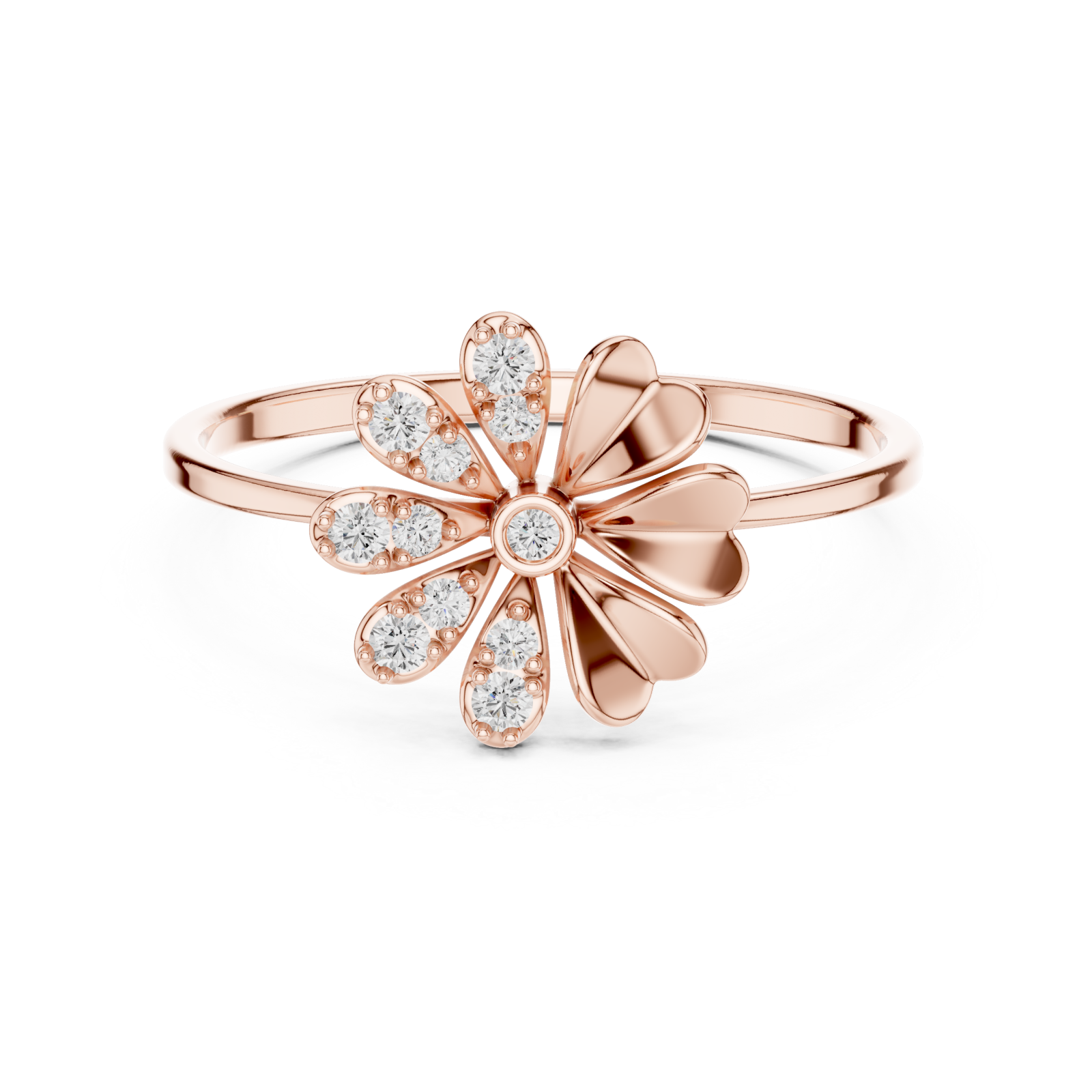  Rose Gold Vivid Serenity Flower Cluster Harmony Ring Front View