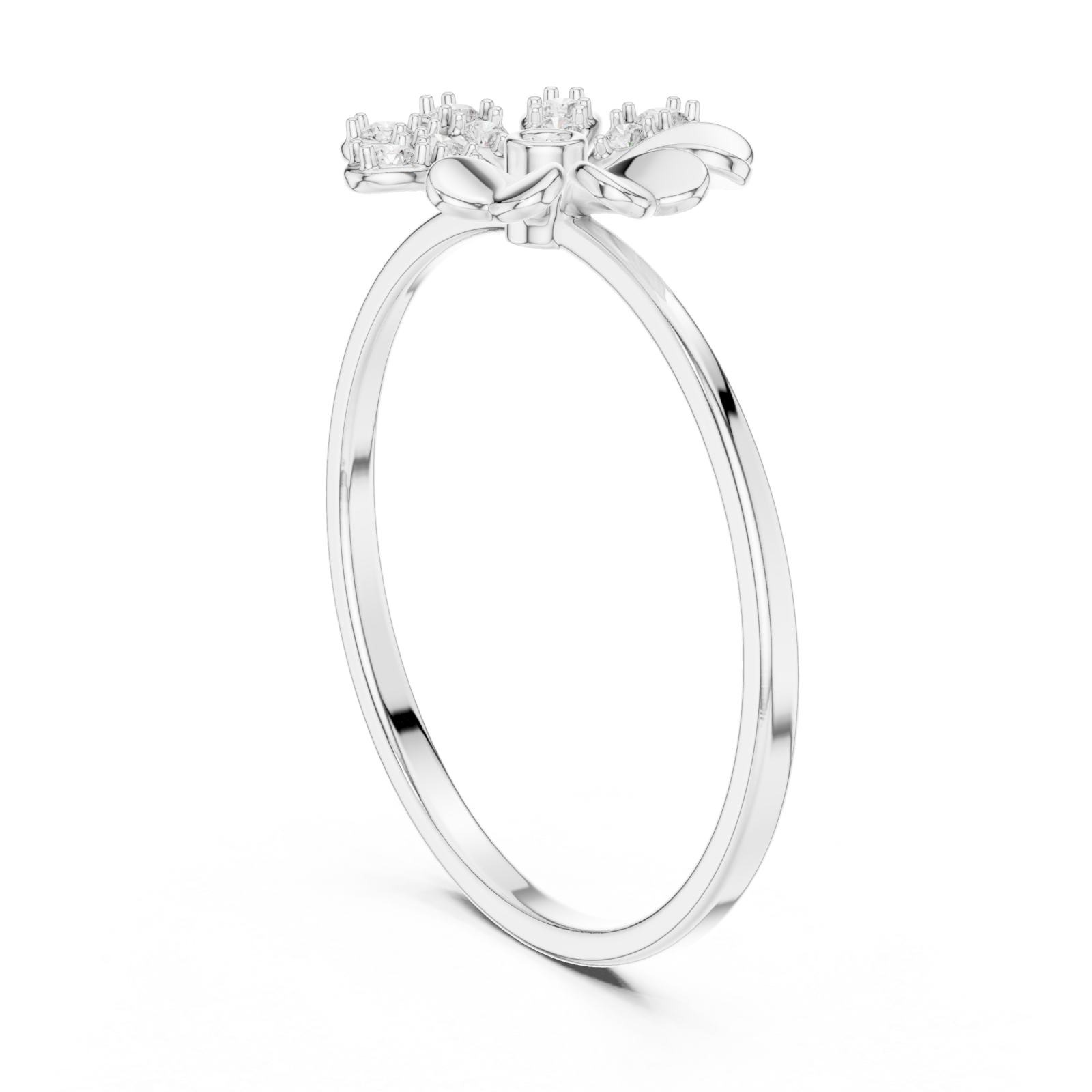  White Gold Vivid Serenity Flower Cluster Harmony Ring Left View