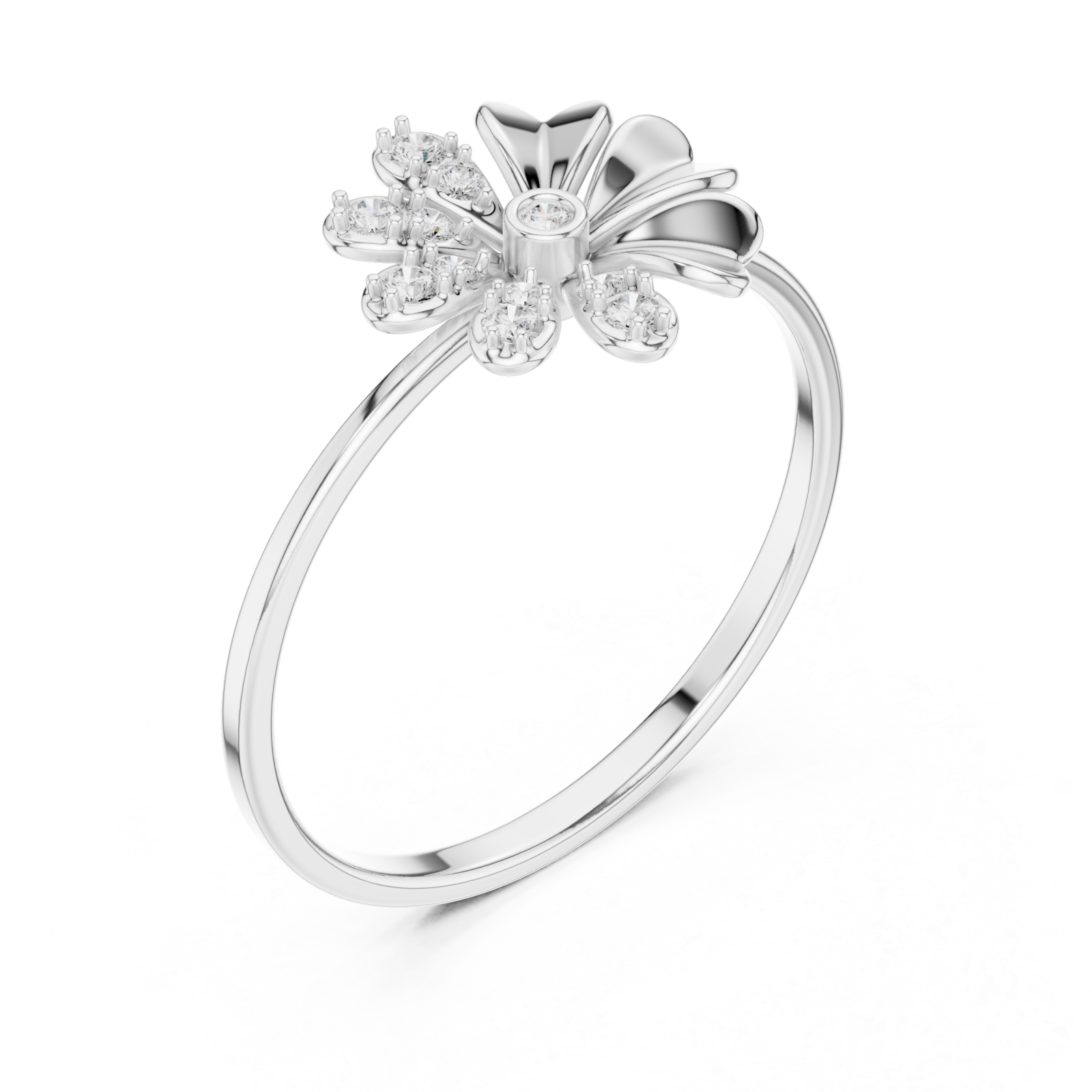  White Gold Vivid Serenity Flower Cluster Harmony Ring Right View