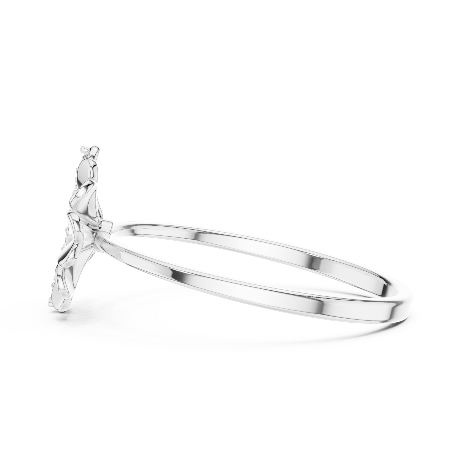  White Gold Vivid Serenity Flower Cluster Harmony Ring Side View
