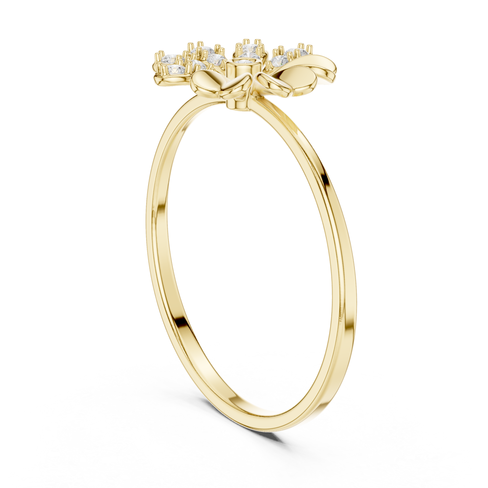  Gold Vivid Serenity Flower Cluster Harmony Ring Left View