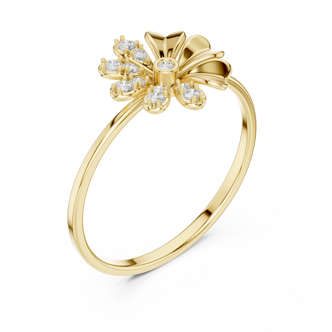 Gold Vivid Serenity Flower Cluster Harmony Ring Right View