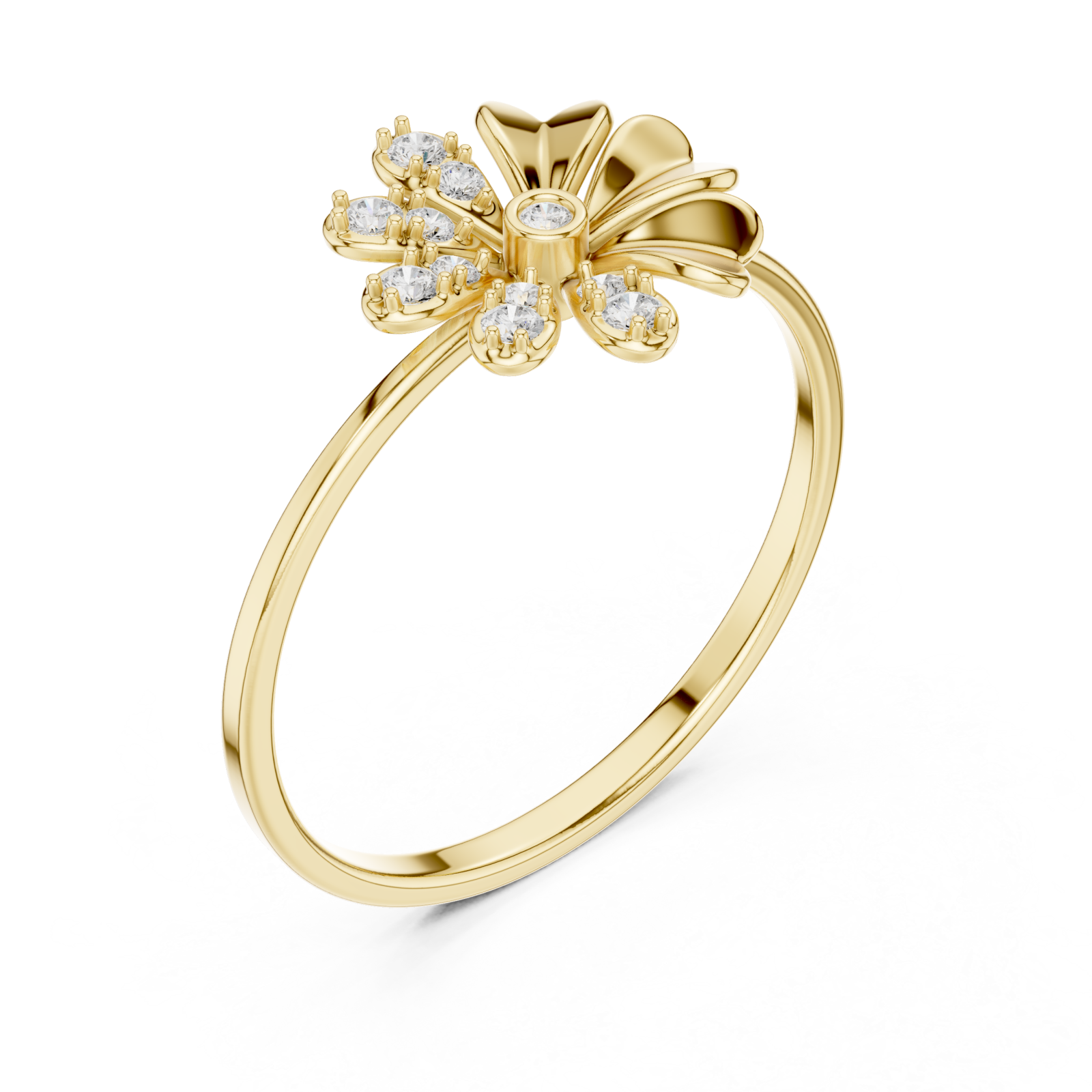Gold Vivid Serenity Flower Cluster Harmony Ring Right View
