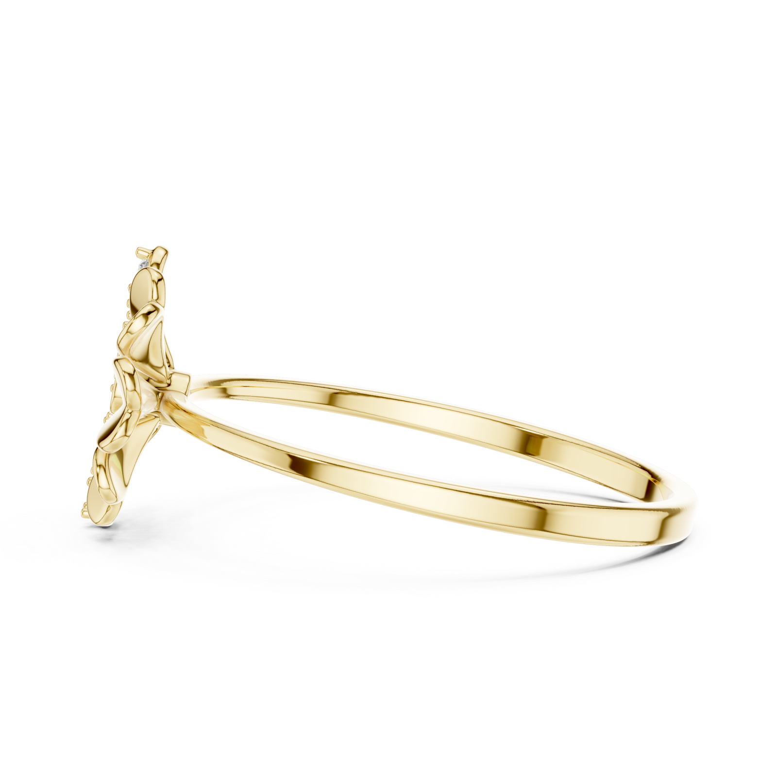  Gold Vivid Serenity Flower Cluster Harmony Ring Side View