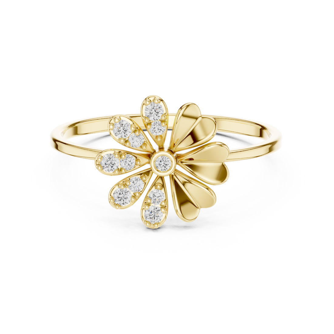 Gold Vivid Serenity Flower Cluster Harmony Ring Right View