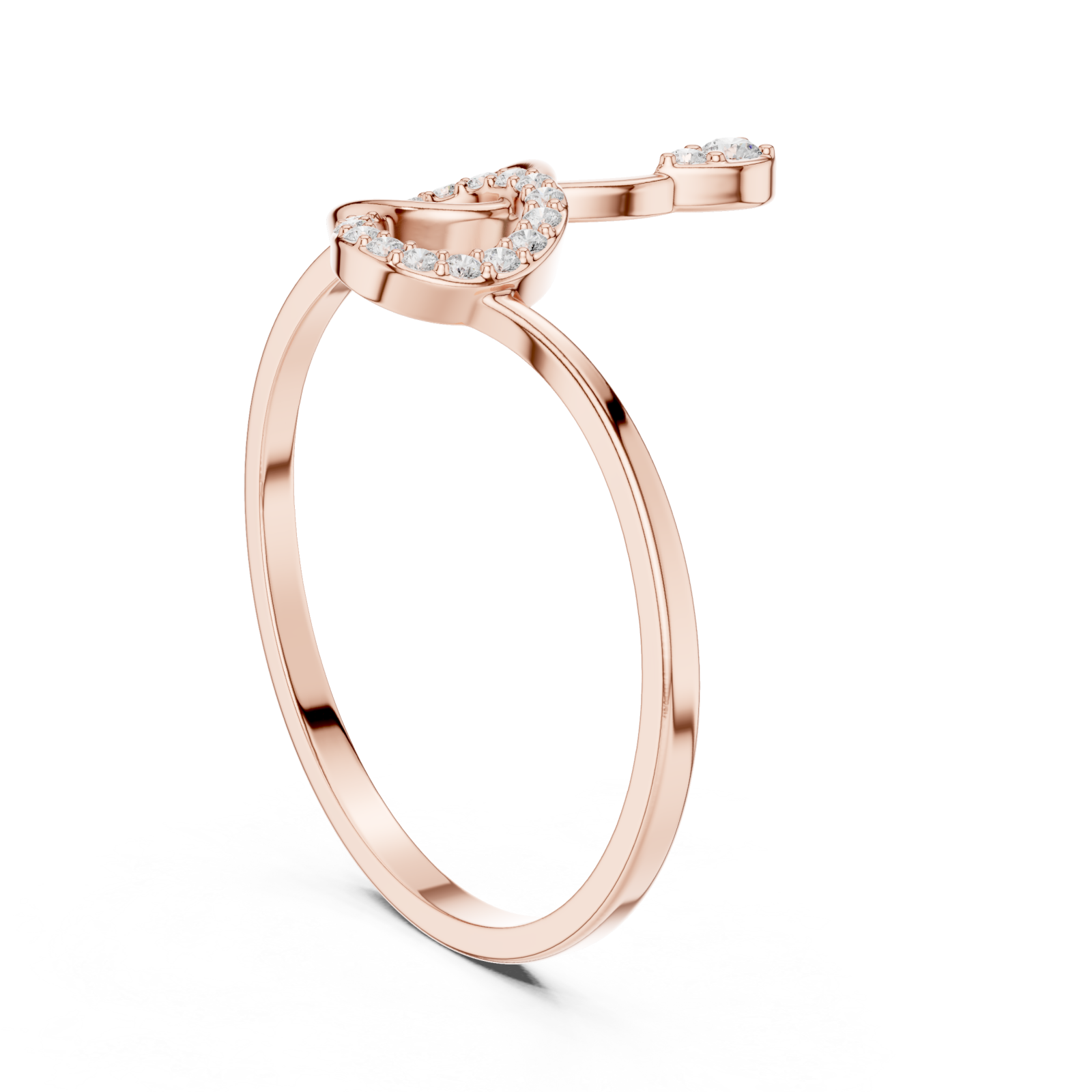  Rose Gold Celestial Duo Interlace Promise Ring Left View
