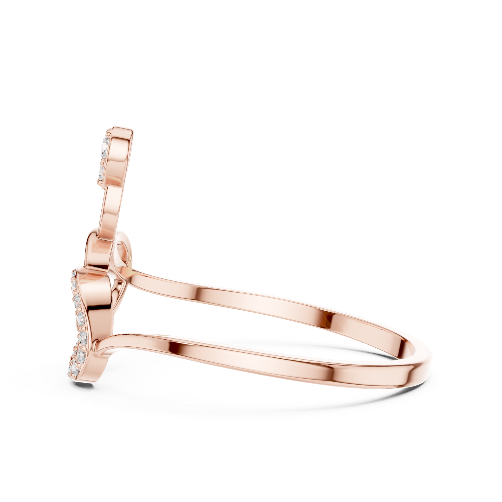  Rose Gold Celestial Duo Interlace Promise Ring Side View