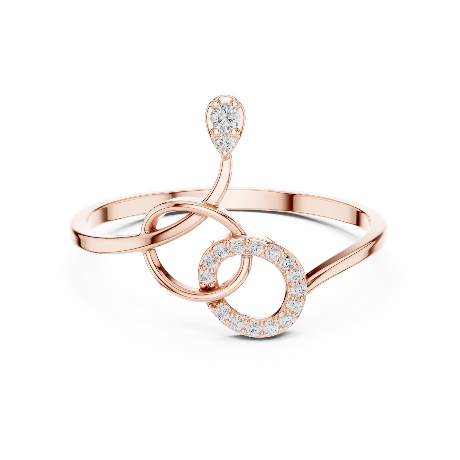  Rose Gold Celestial Duo Interlace Promise Ring Front View